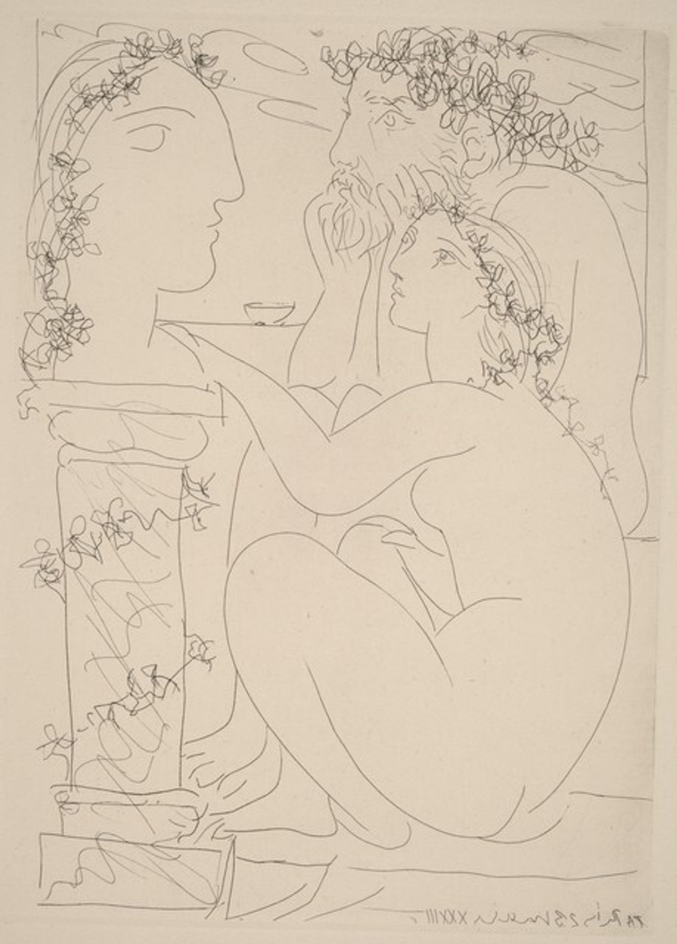 Sculptor with His Model and Sculpture of Her Head (Sculpteur avec son modèle et sa sculpture) by Pablo Picasso
