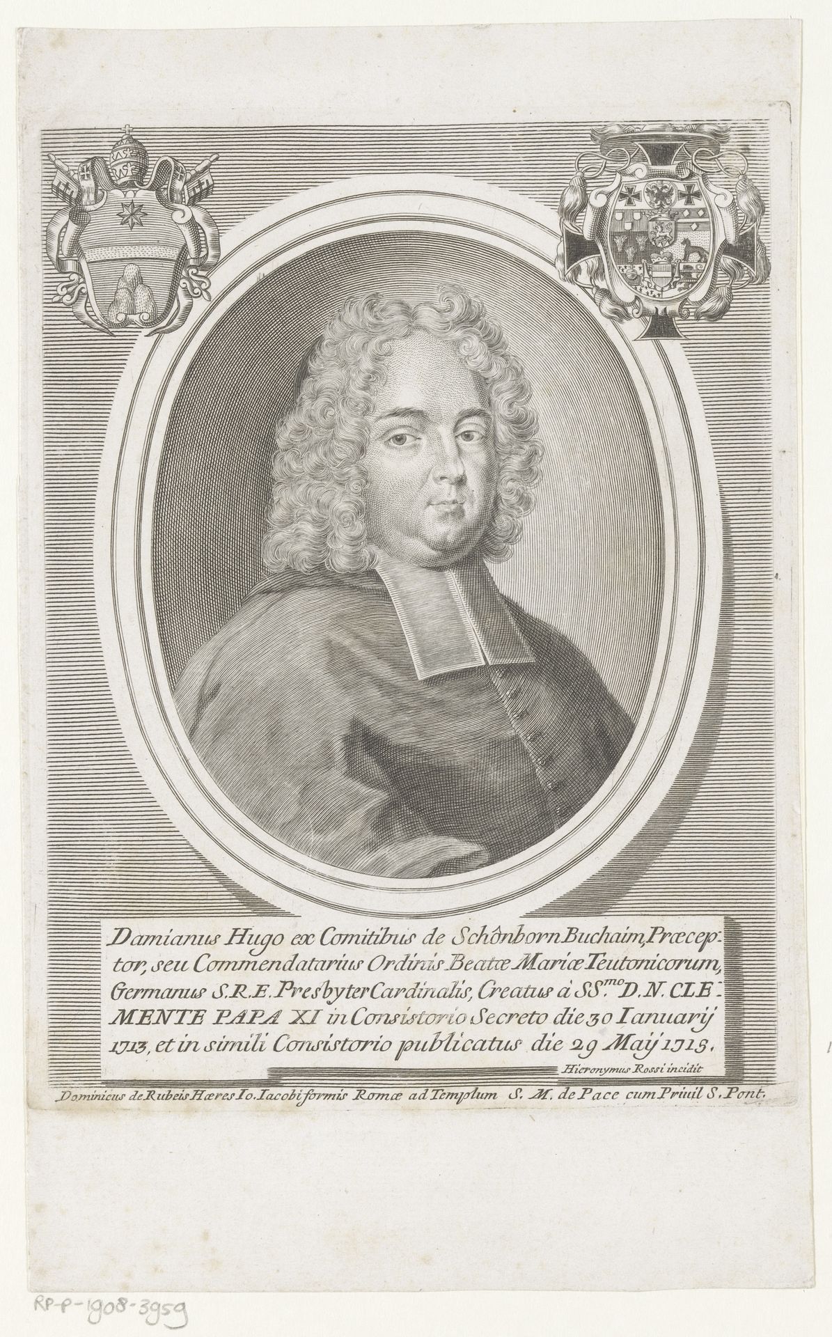 Portret van kardinaal Damian Hugo Philipp von Schönborn by Girolamo (II) Rossi