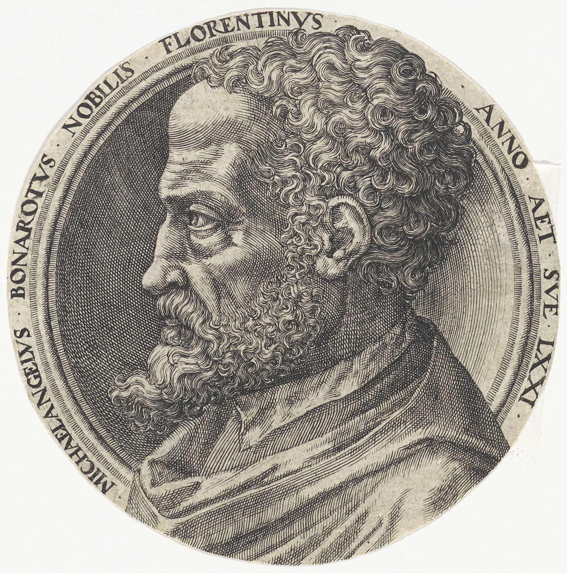 Portret van de kunstenaar Michelangelo, op 71-jarige leeftijd by Wierix