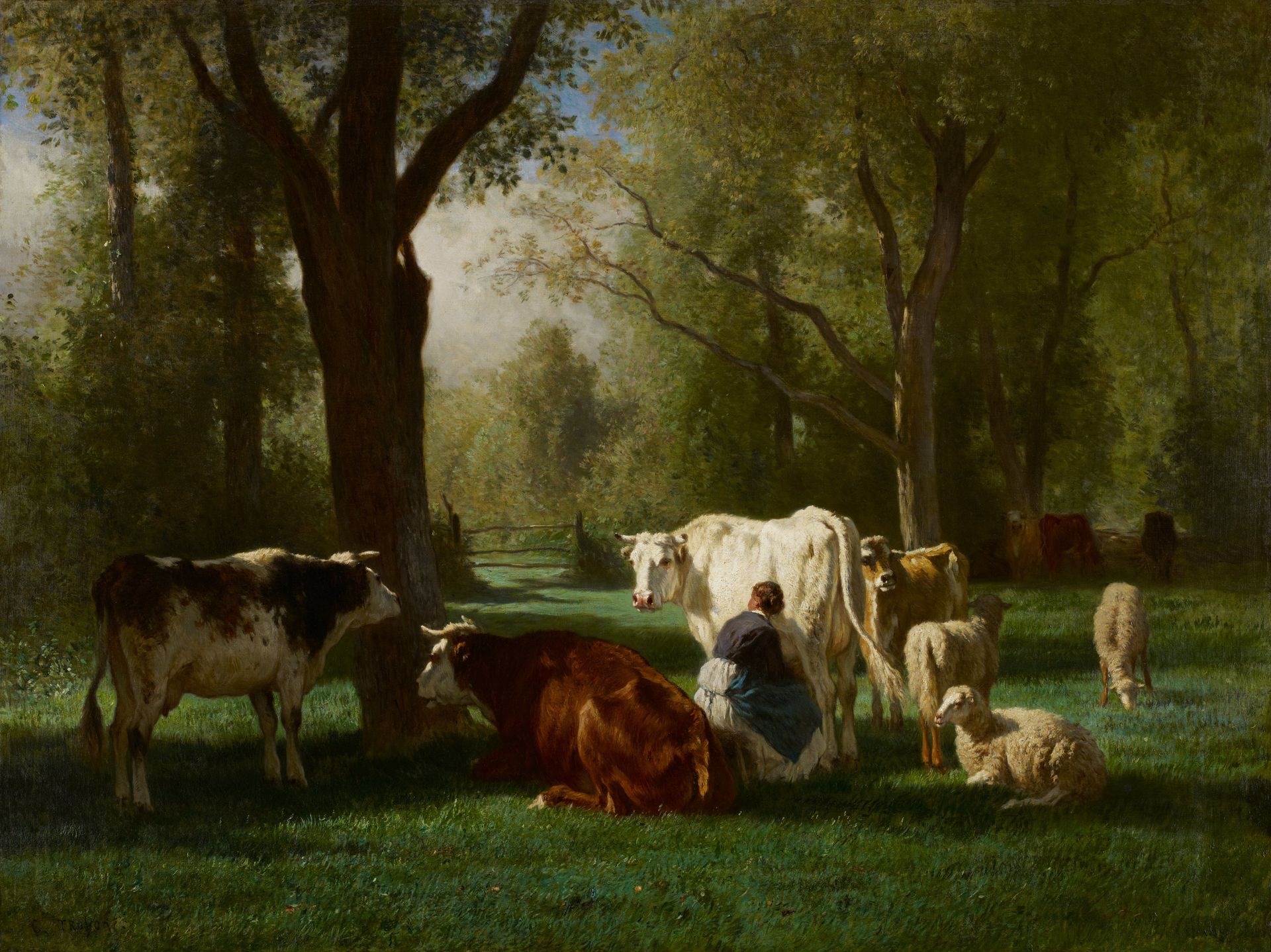 Landscape with Cattle and Sheep by Constant Troyon