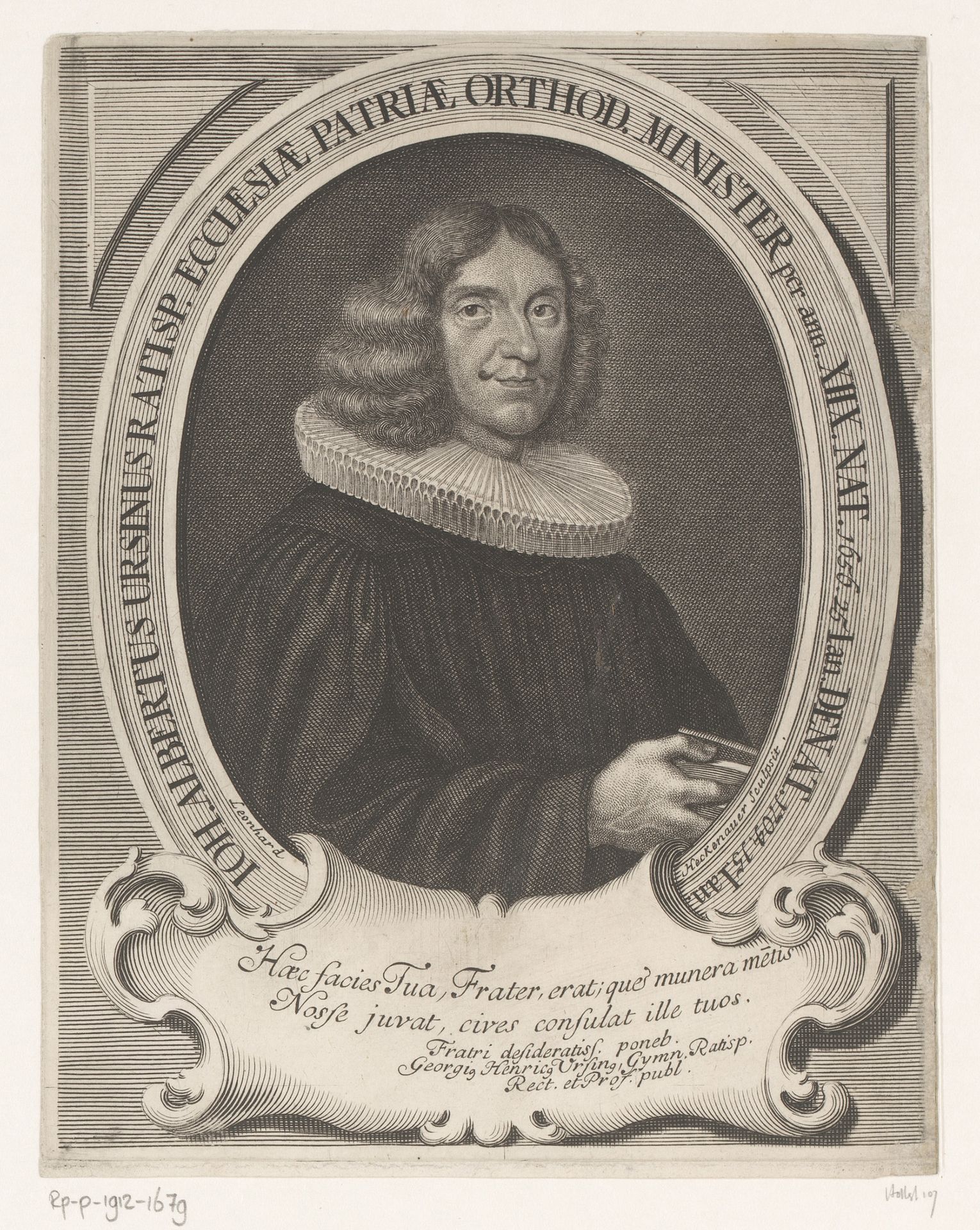 Portret van Johann Albert Ursin by Leonhard Heckenauer