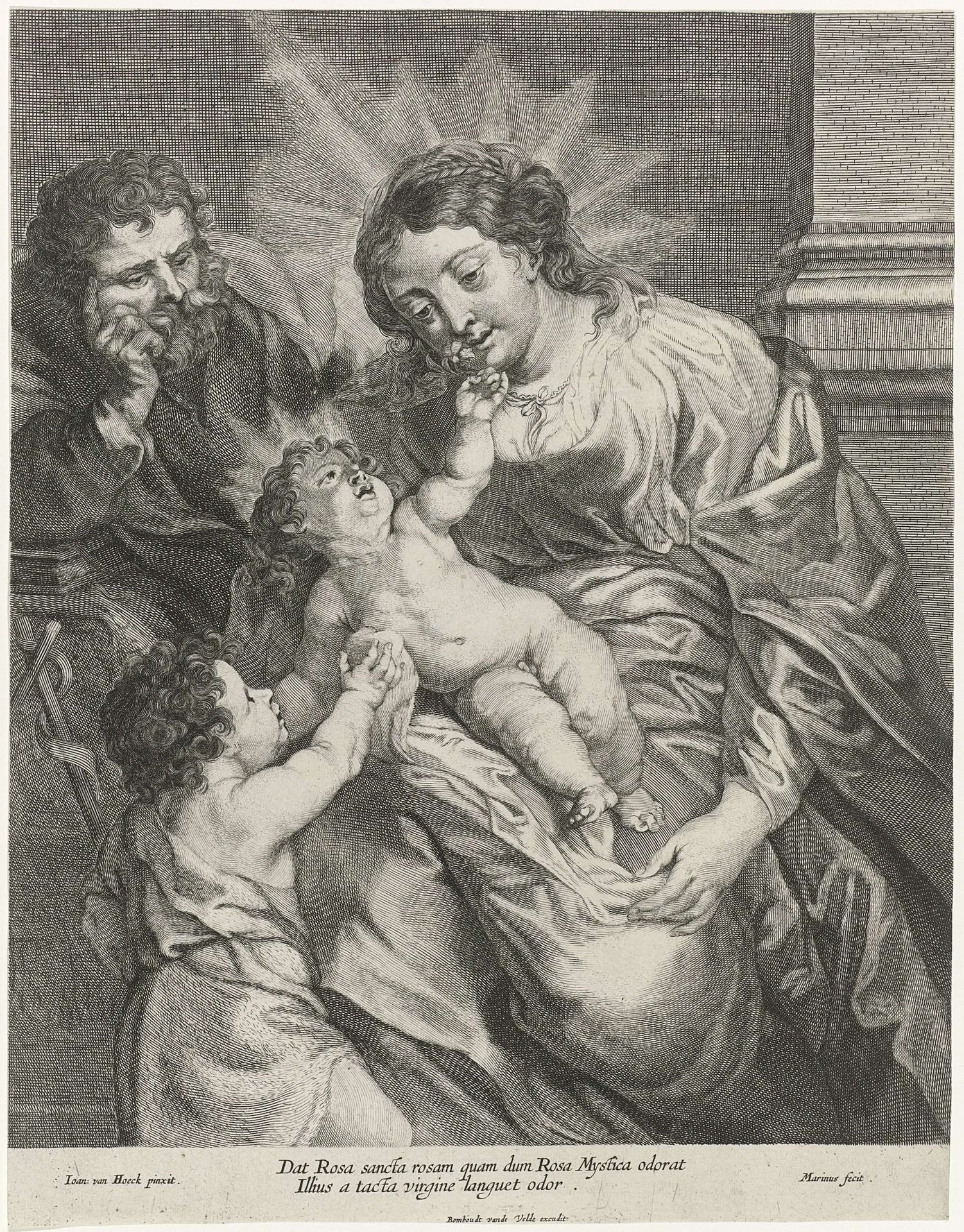 Heilige familie met Johannes de Doper als kind by Marinus Robyn van der Goes