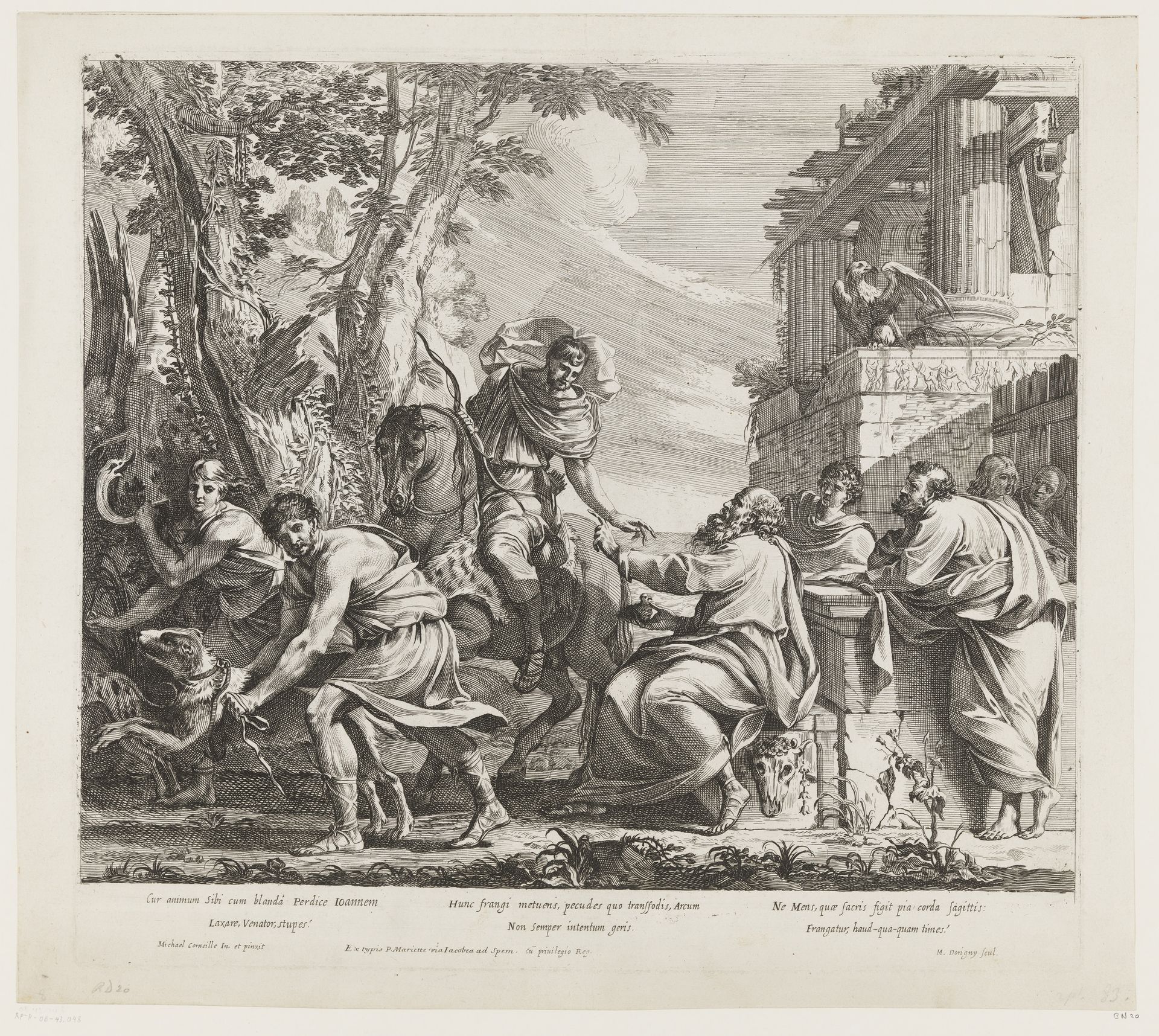 Johannes de Evangelist met zijn volgelingen by Michel Dorigny
