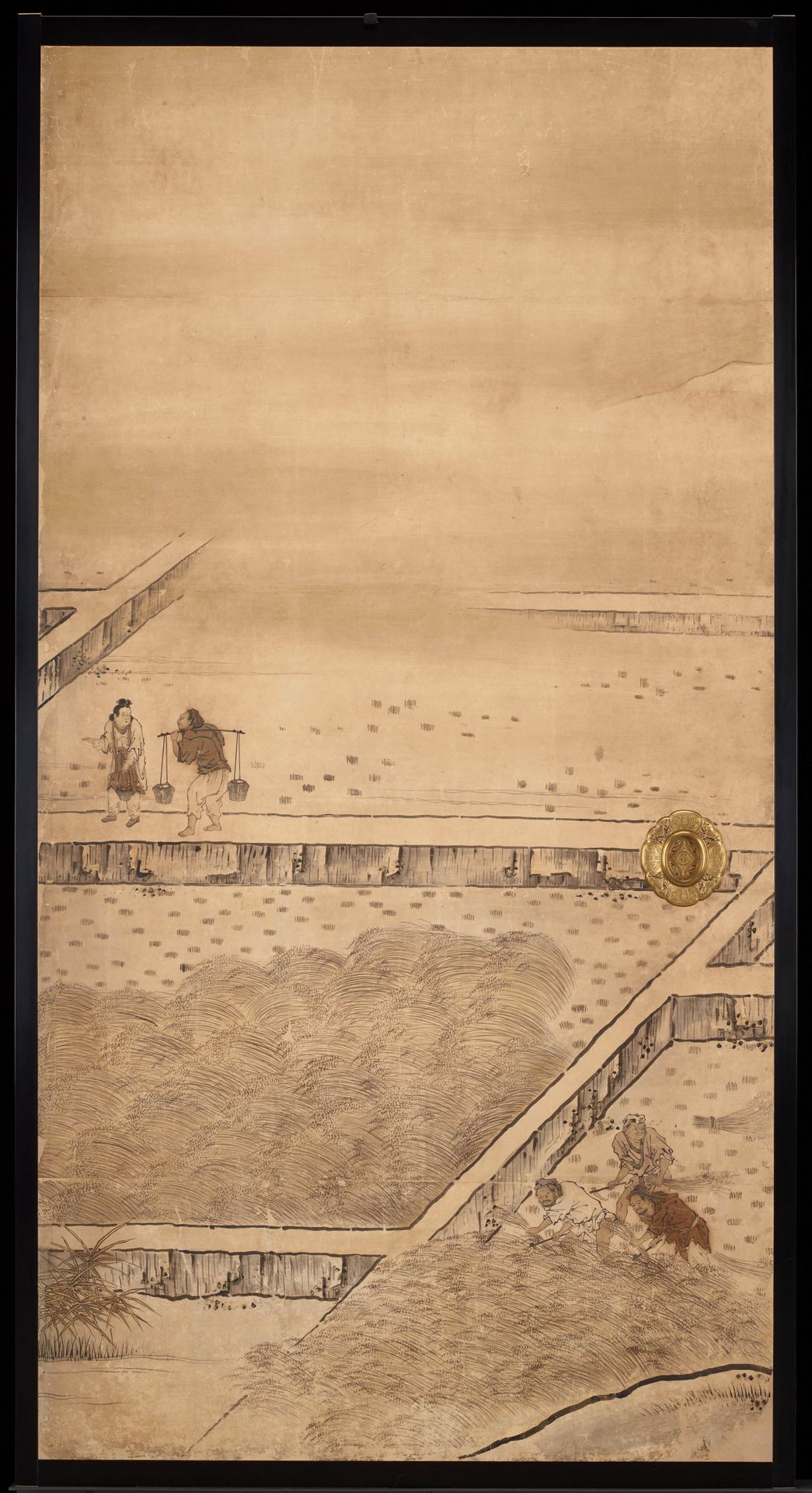 Fall [center left from the set Rice Farming in the Four Seasons] by Kano Sanraku