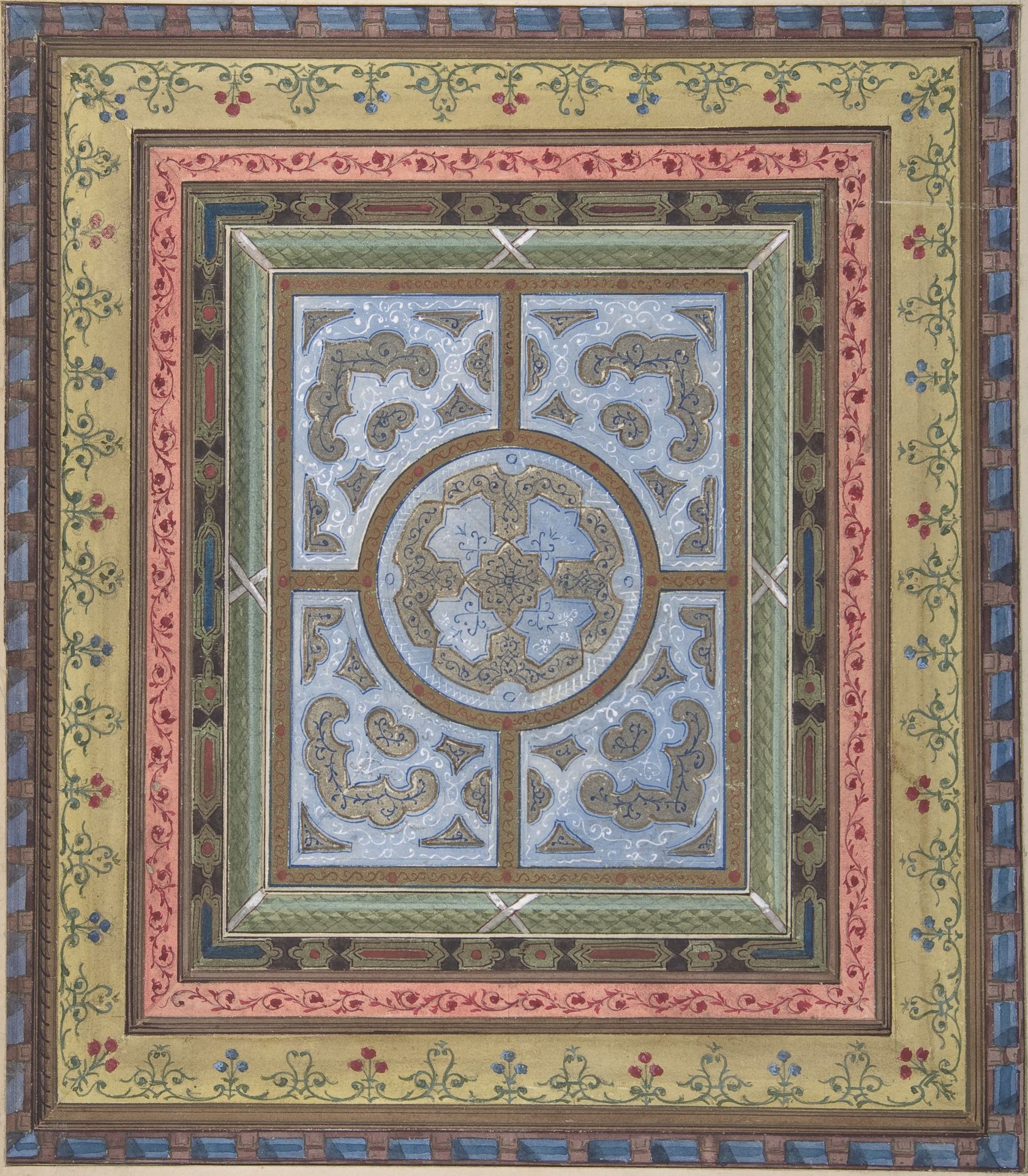 Design for Ceiling with Plant and Arabesque Decoration by Charles Monblond