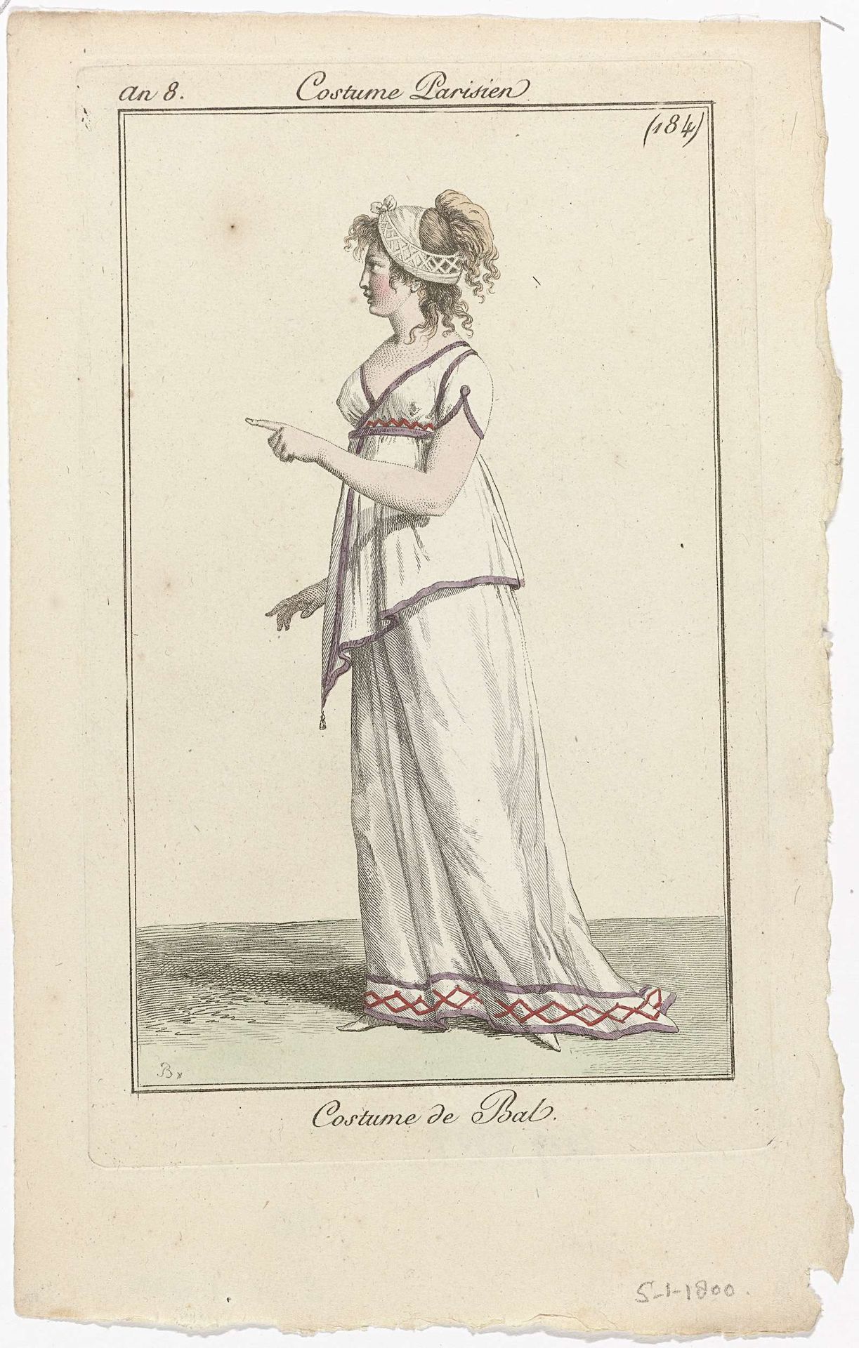 Journal des Dames et des Modes, Costume Parisien, 5 janvier 1800, (184) An 8 : Costume de Bal by Pierre Charles Baquoy
