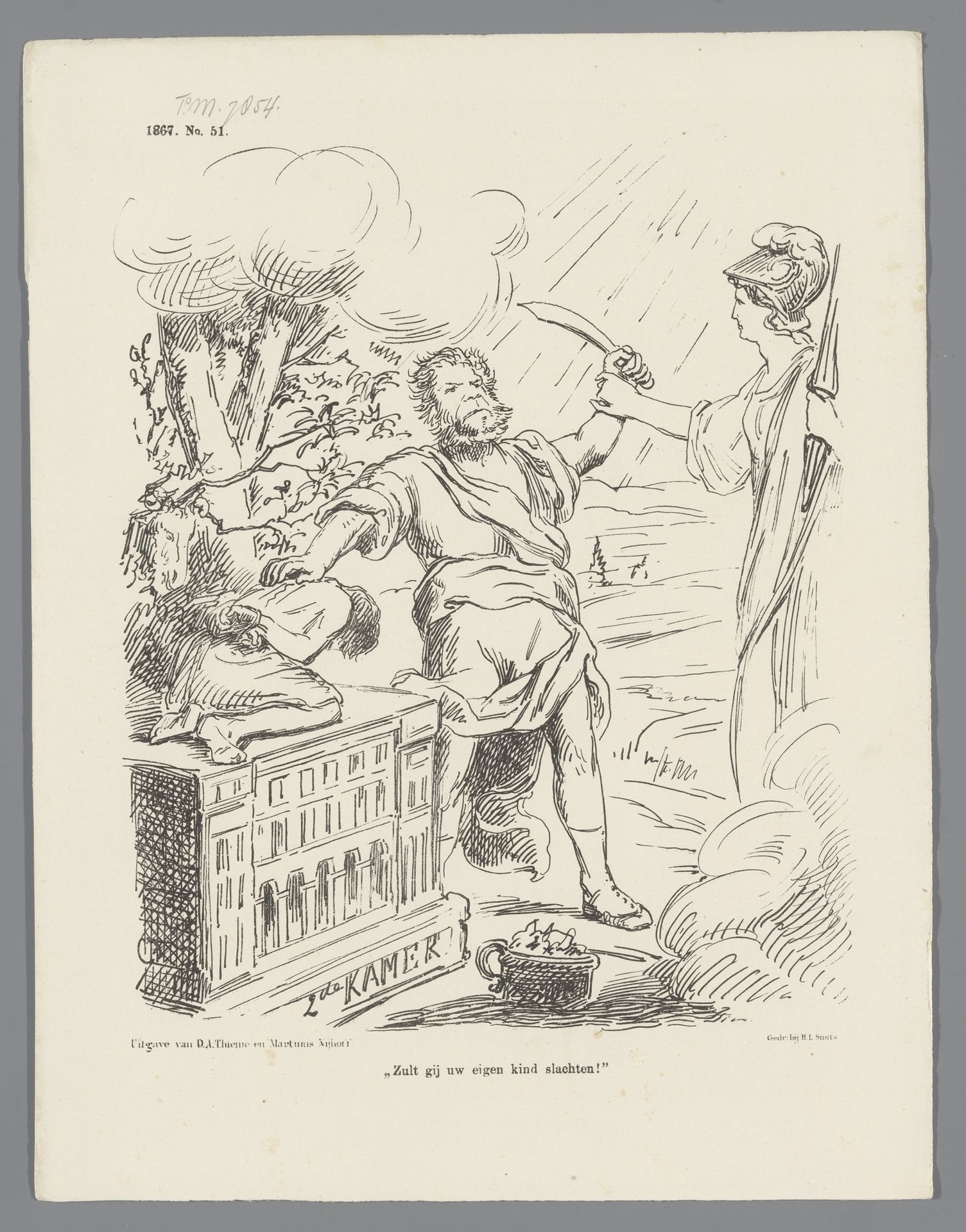Spotprent op minister Van Zuylen, 1867 by Johan Michaël Schmidt Crans