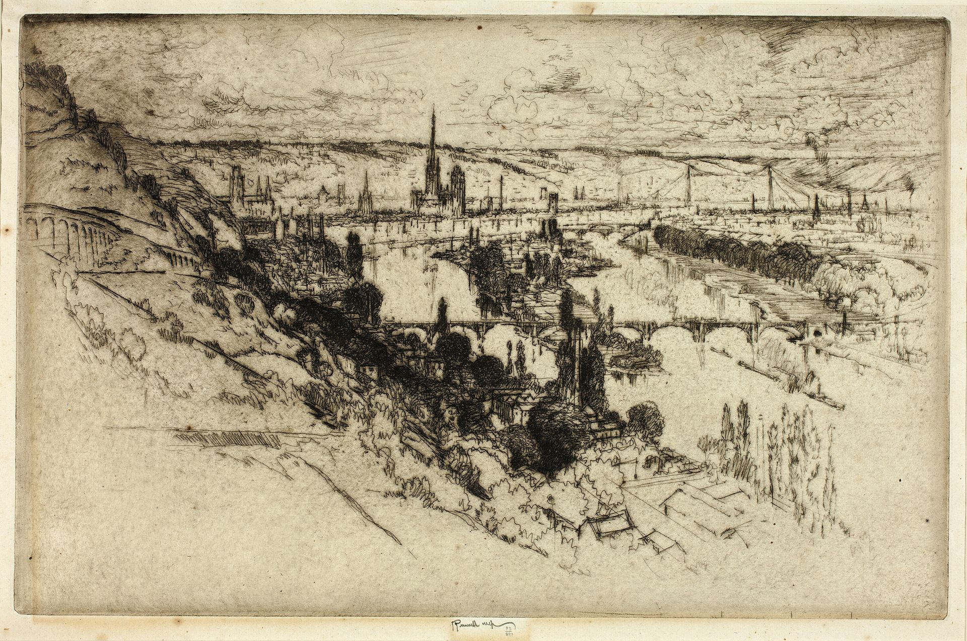 Rouen, from Bon Secours by Joseph Pennell