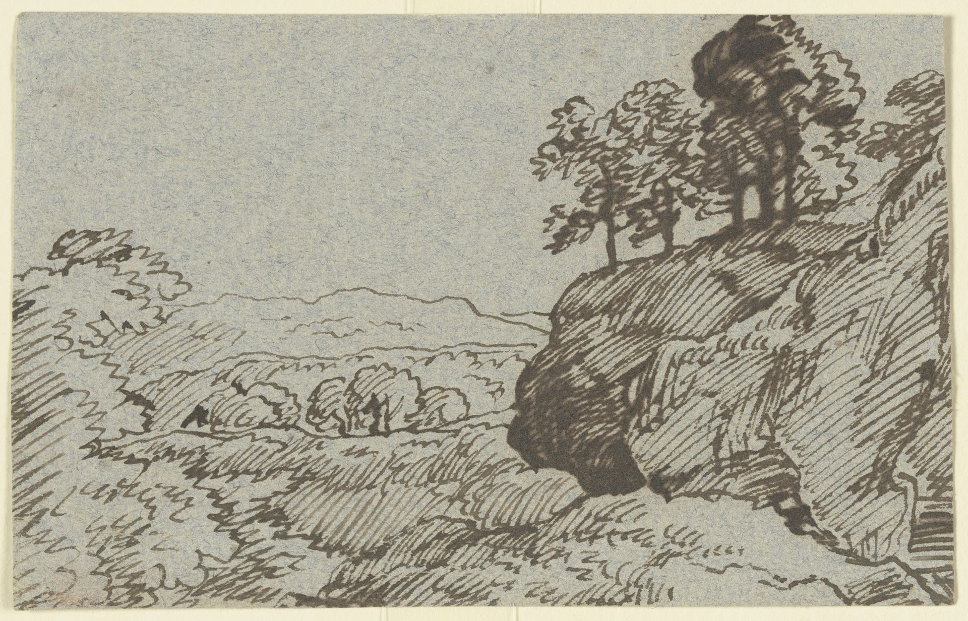 Landschaft mit baumbestandenem Felssporn by Franz Kobell