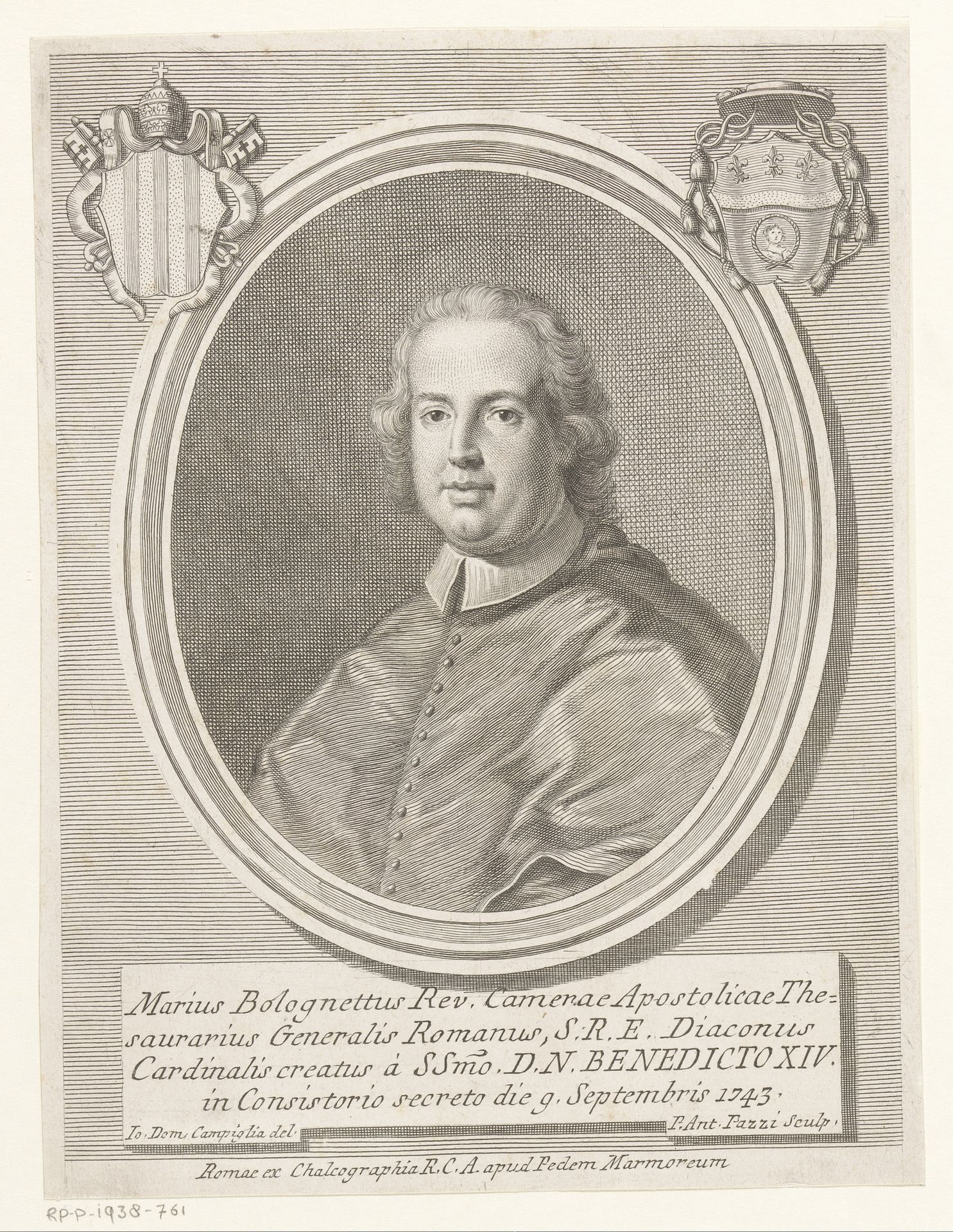 Portret van kardinaal Mario Bolognetti by Antonio Pazzi