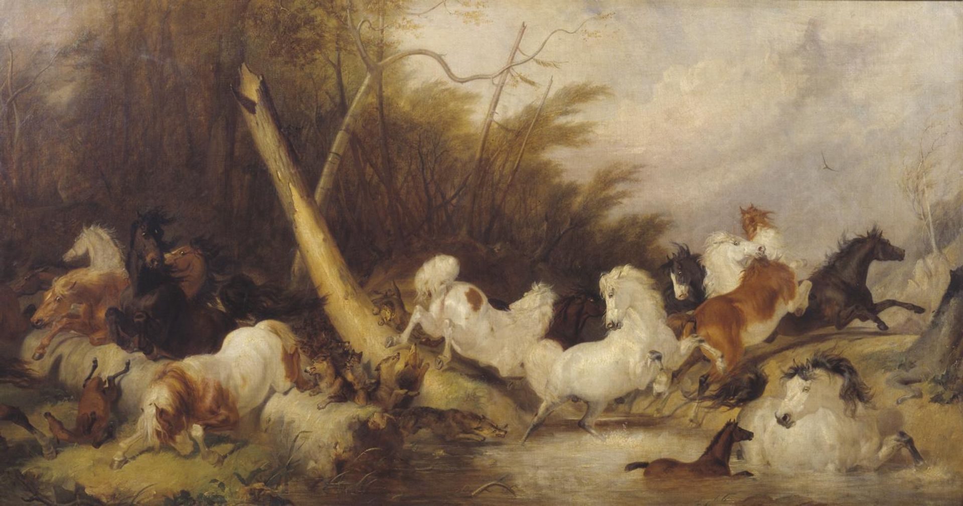 Horses Surprised by Wolves by  Thomas Woodward