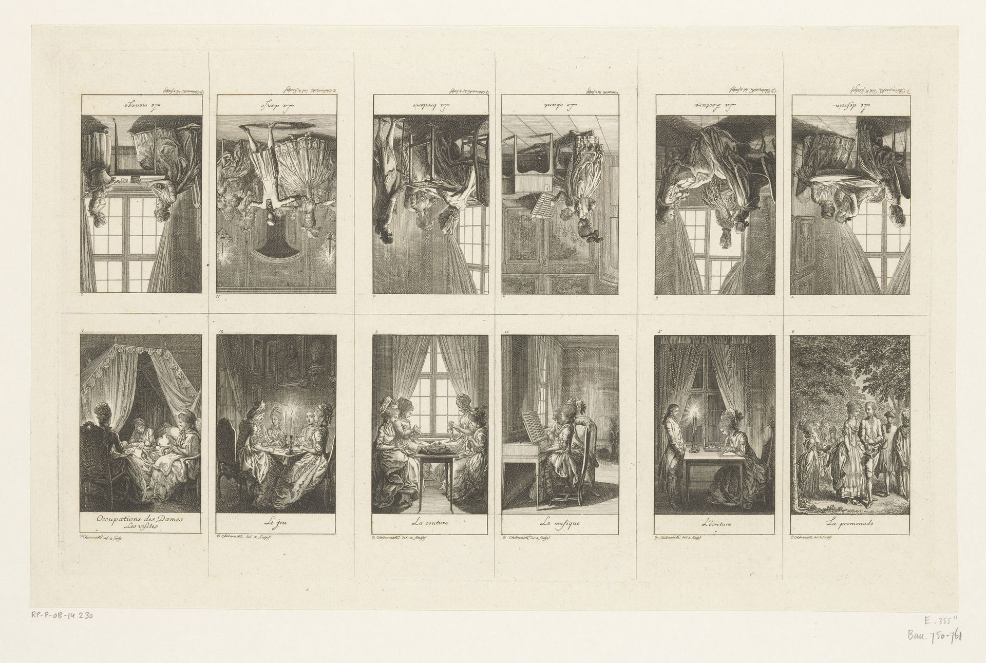 Twaalf voorstellingen met bezigheden voor dames by Daniel Nikolaus Chodowiecki
