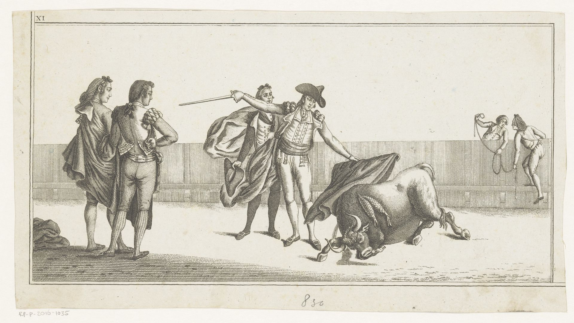 Stier gestoken door een matador by Anonymous