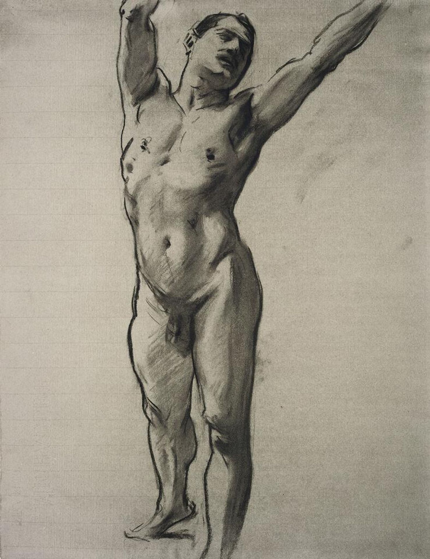 Standing Male Nude with Raised Arms by John Singer Sargent