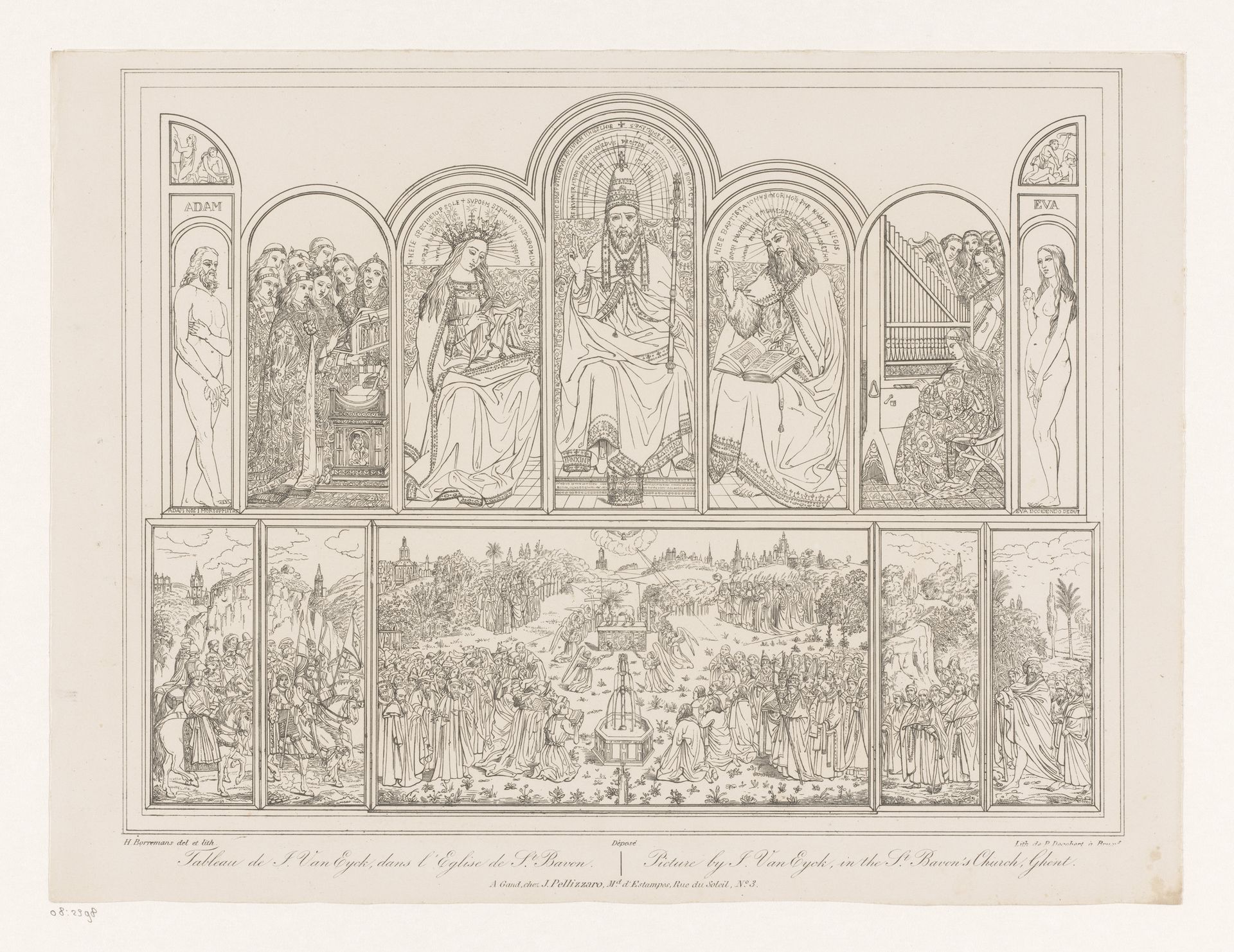 Altaarstuk met de aanbidding van het Lam Gods by Henri Borremans