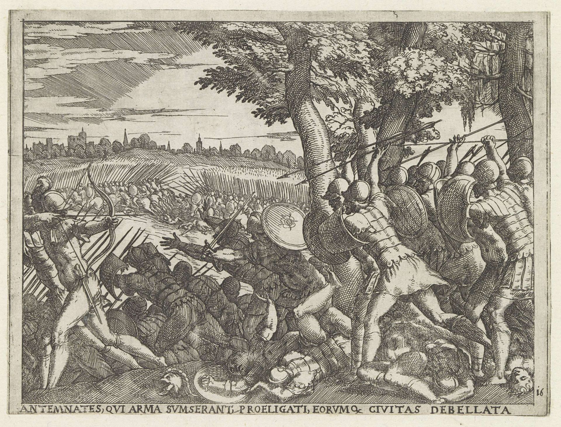 Nederlaag van de soldaten uit Antemnae by Giovanni Battista Fontana
