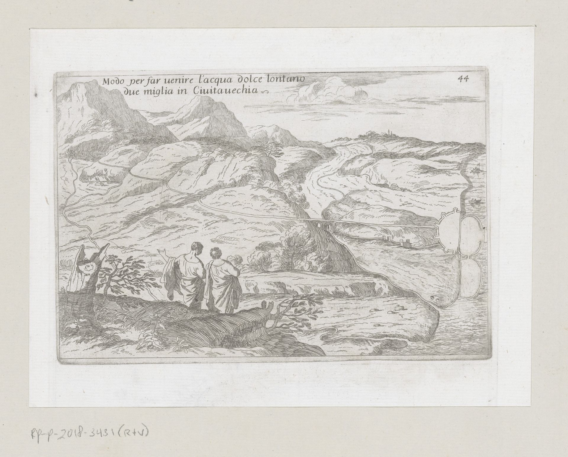 Gezicht op een rivier die Civitavecchia in Italië van water voorziet by Anonymous