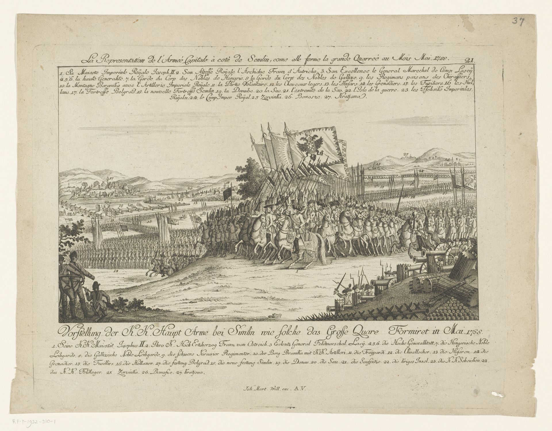 Keizer Jozef II leidt het leger bij Zemun, 1788 by Anonymous