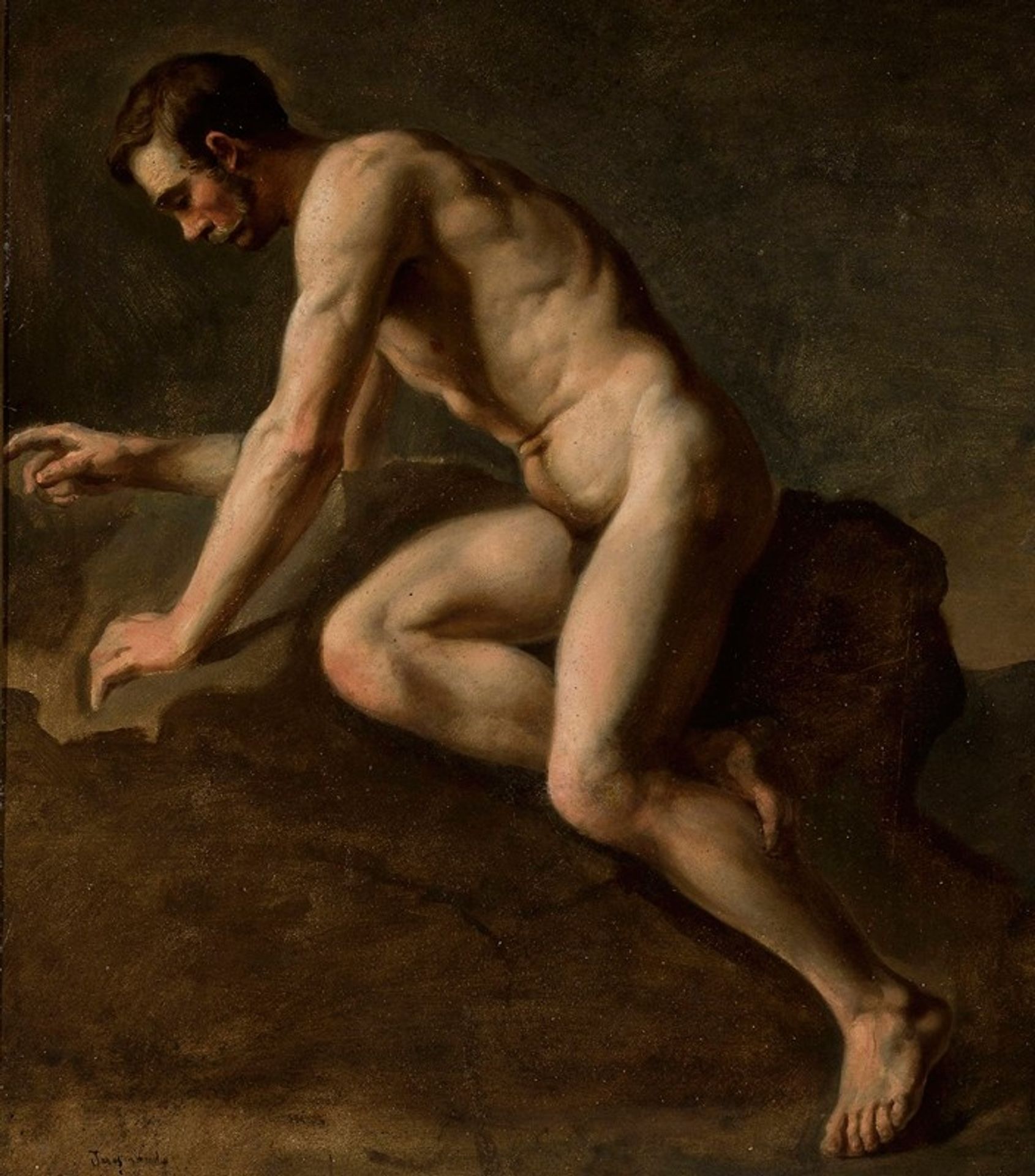 Male nude study by Józef Simmler