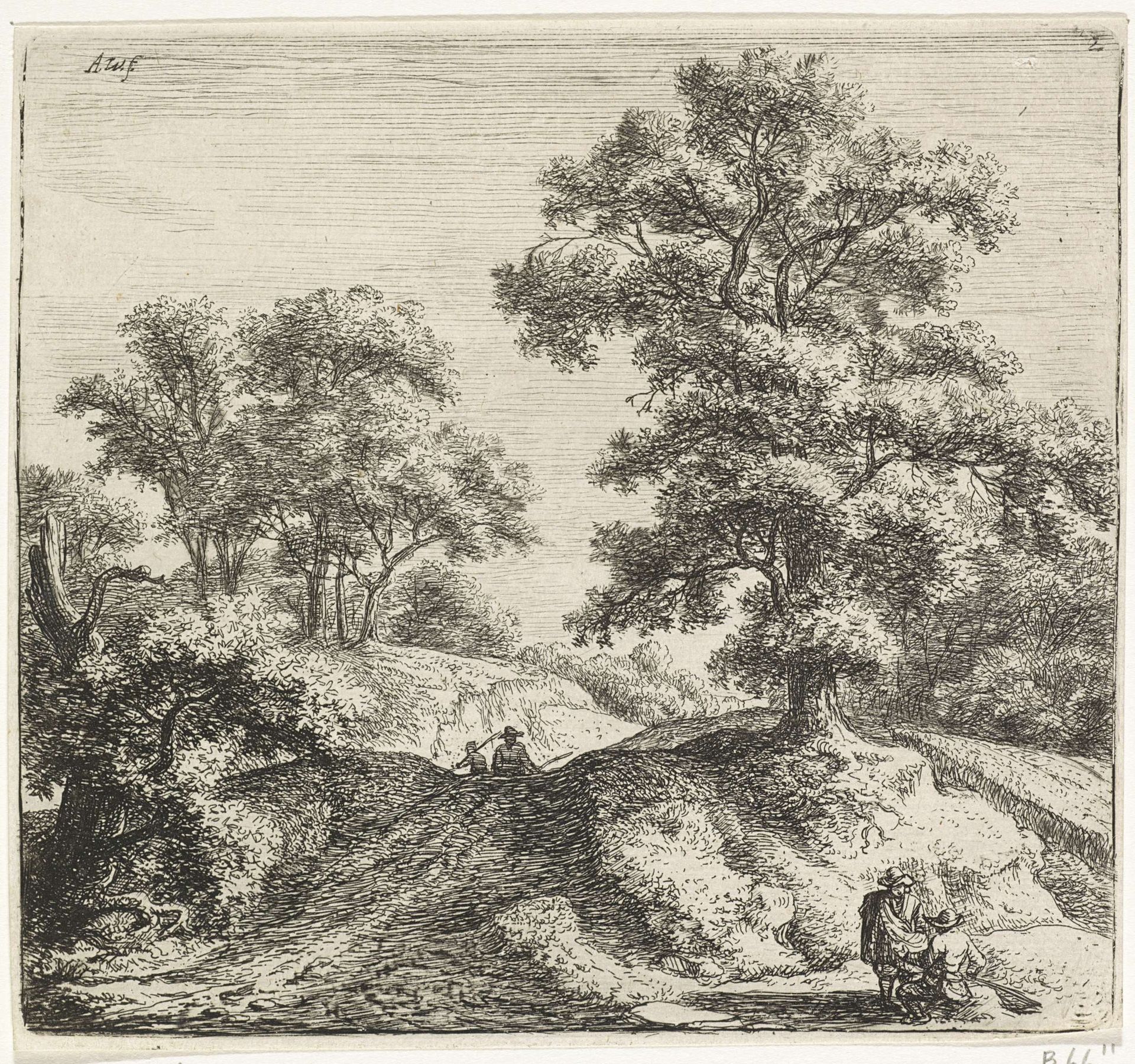 Grote eik naast een pad by Anthonie Waterloo