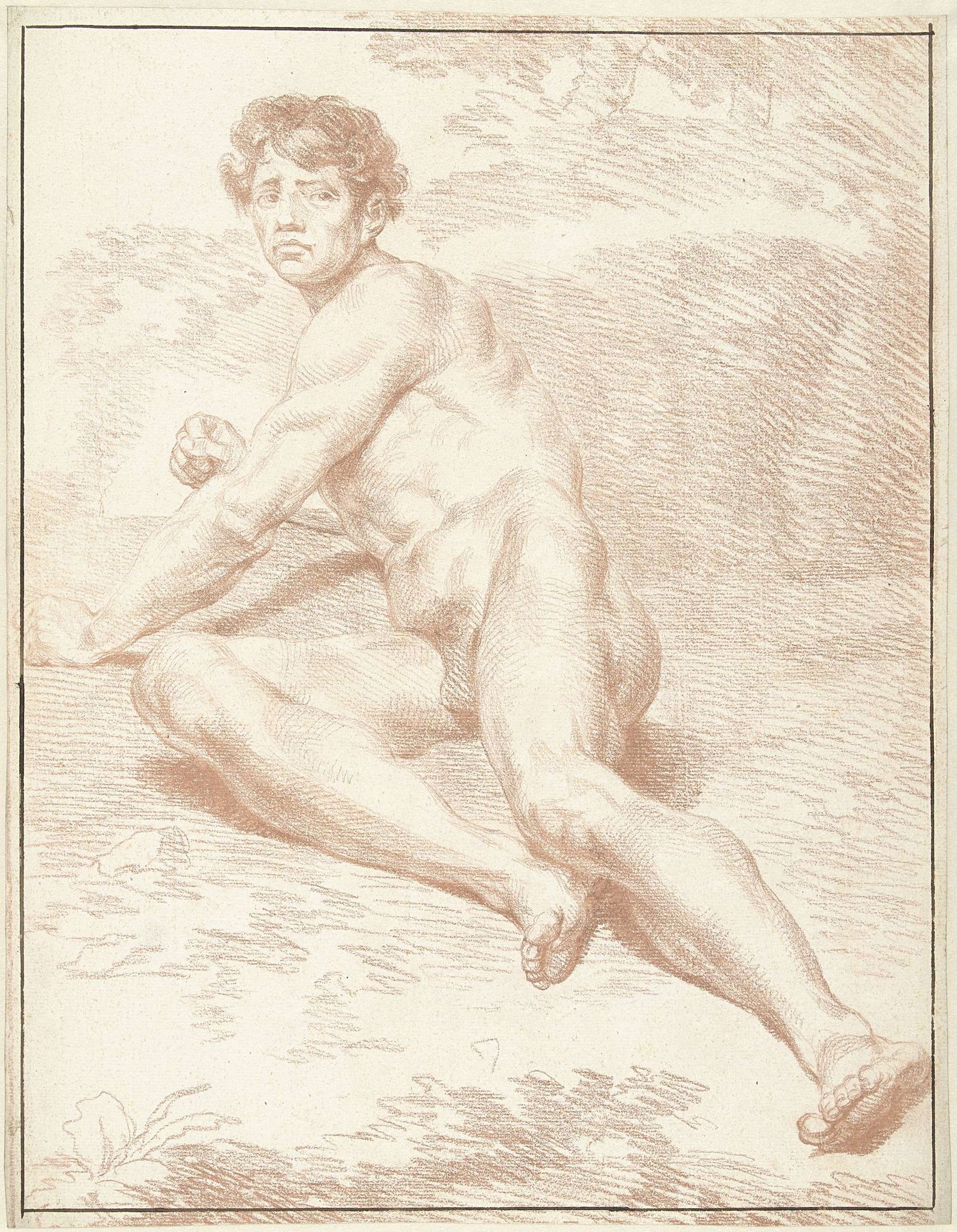 Mannelijk naakt, liggend, zich oprichtend by Louis Fabritius Dubourg