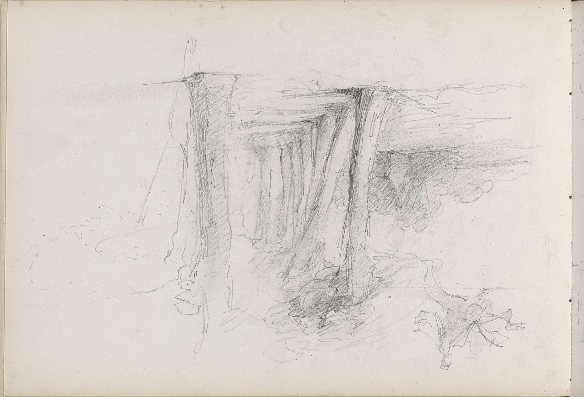 Gezicht op een laan en een figuurstudie by George Hendrik Breitner