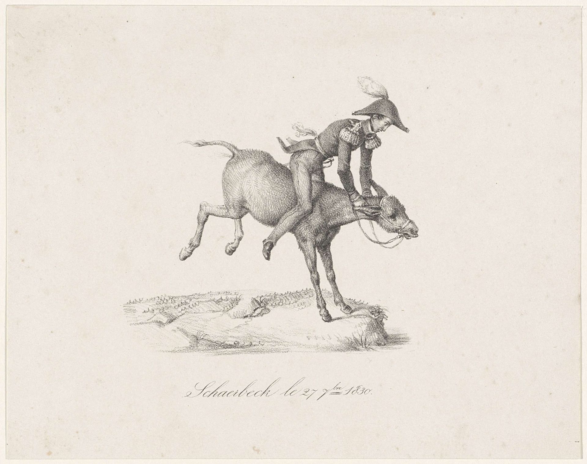 Prins Frederik op de ezel, 1830 by Anonymous