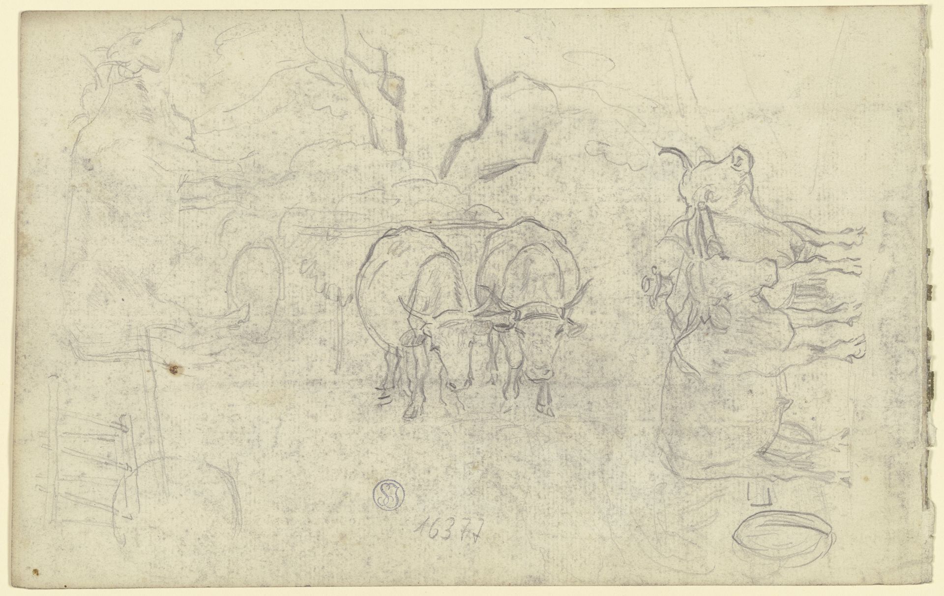 Landscape with oxes by Otto Scholderer