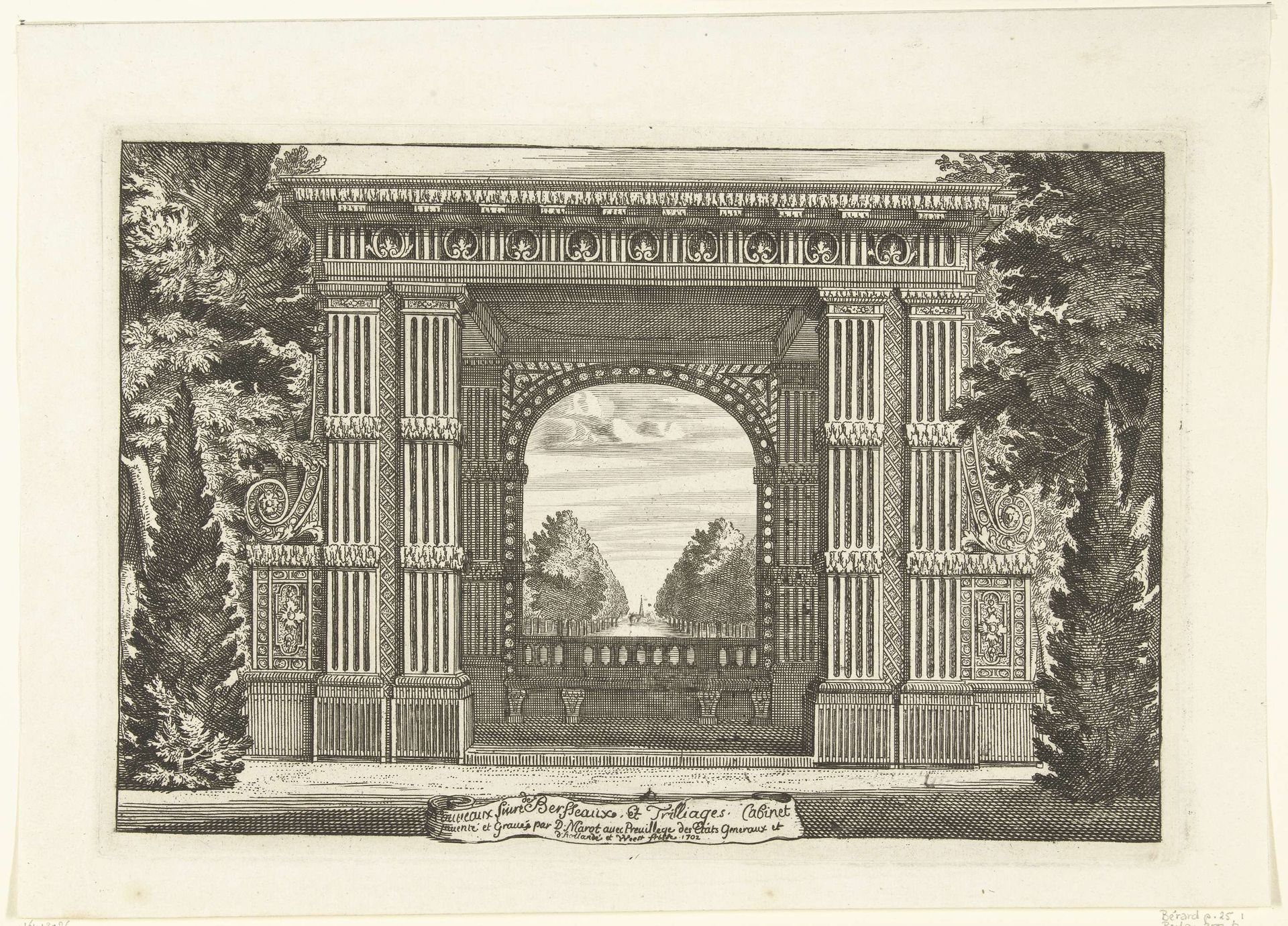 Titelblad: Nouveaux Liure de Bersseaux et Trilliages by Daniël (I) Marot