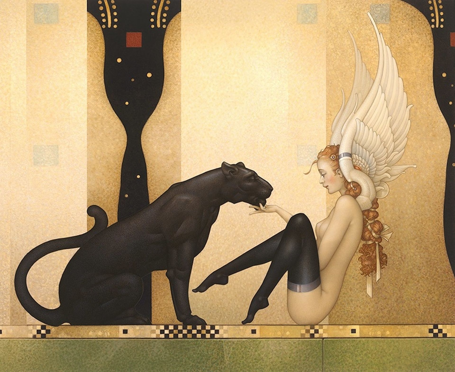 Black Panter White Wings by Michael Parkes