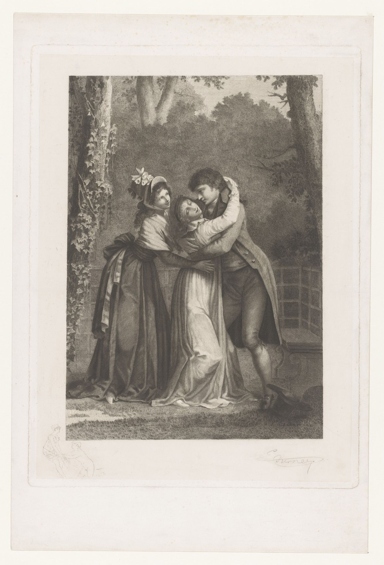 Eerste kus van Julie en Saint-Preux by E. Burney