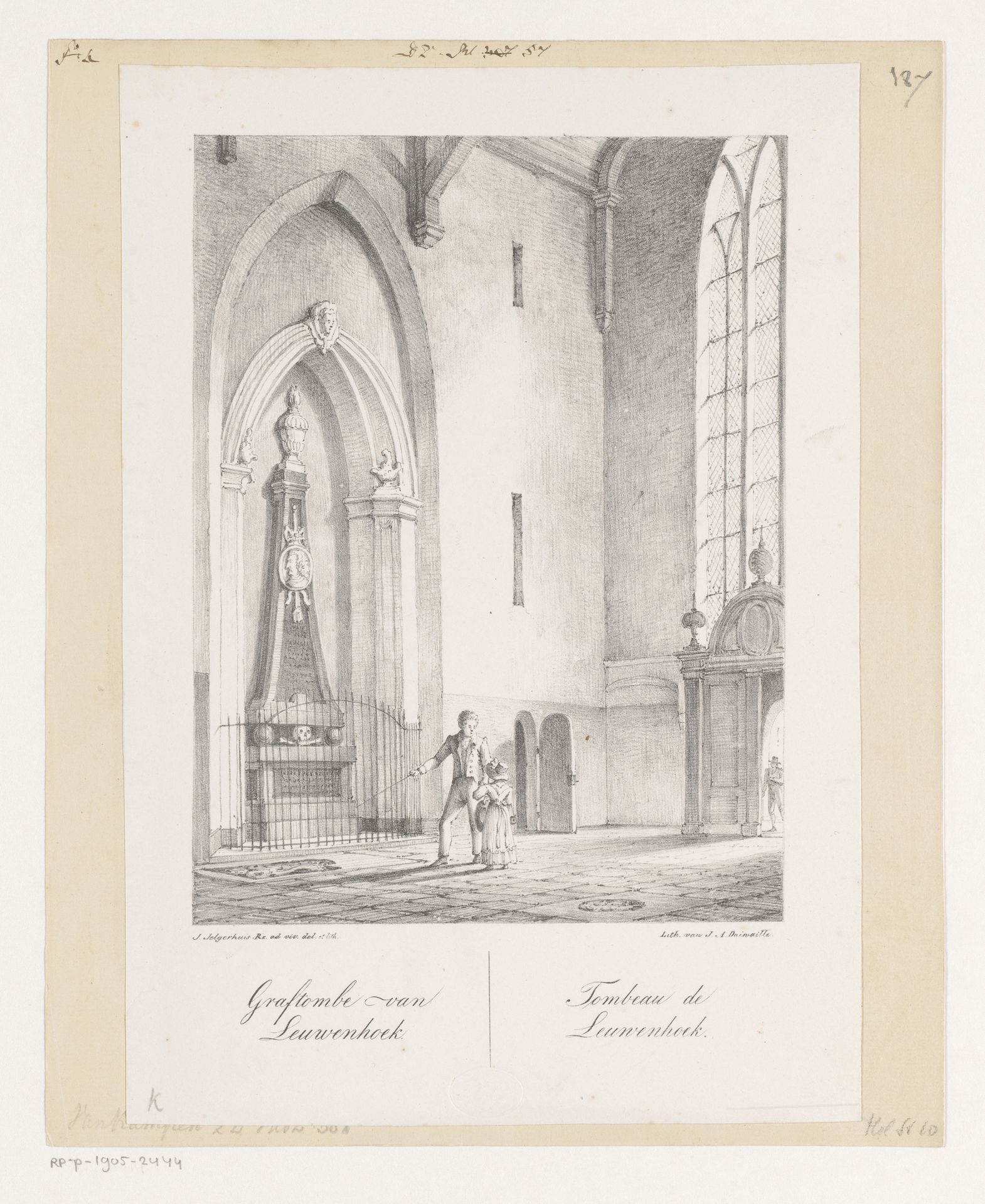 Graftome van Antoni van Leeuwenhoek in de Oude Kerk in Delft by Johannes Jelgerhuis