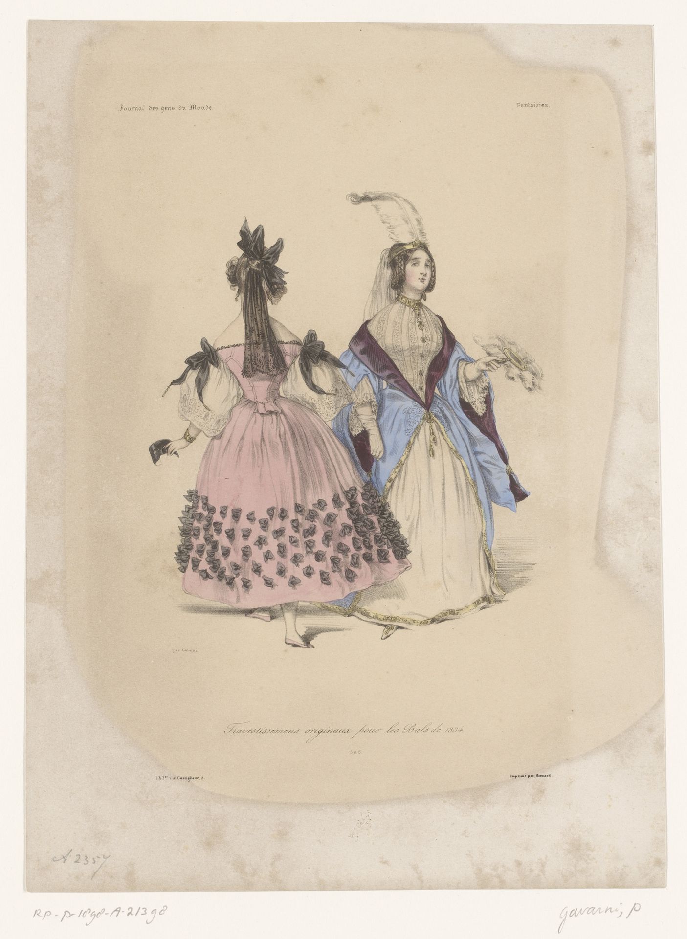 Twee vrouwen in baljurken by Paul Gavarni
