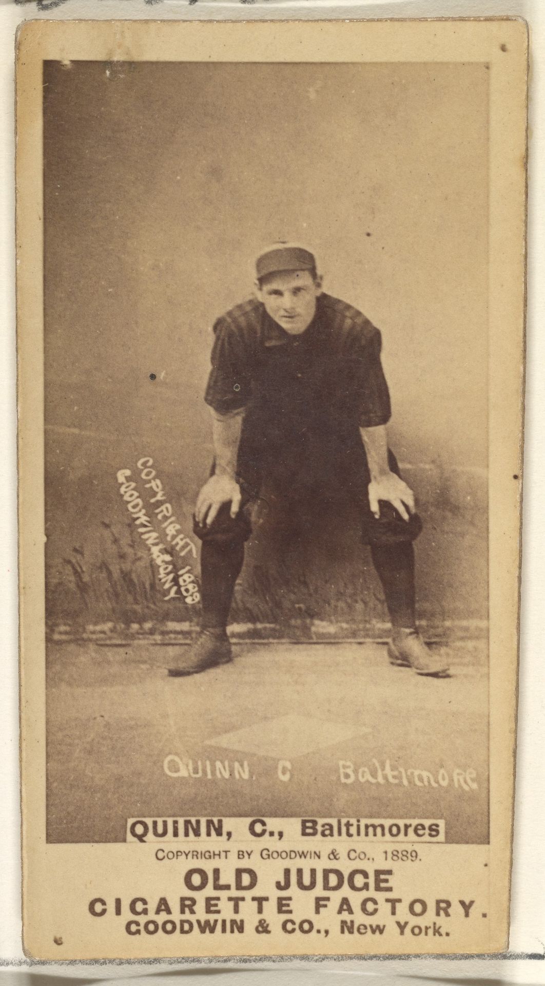 Quinn, Catcher, Baltimore Orioles, from the Old Judge series (N172) for Old Judge Cigarettes by Goodwin & Company