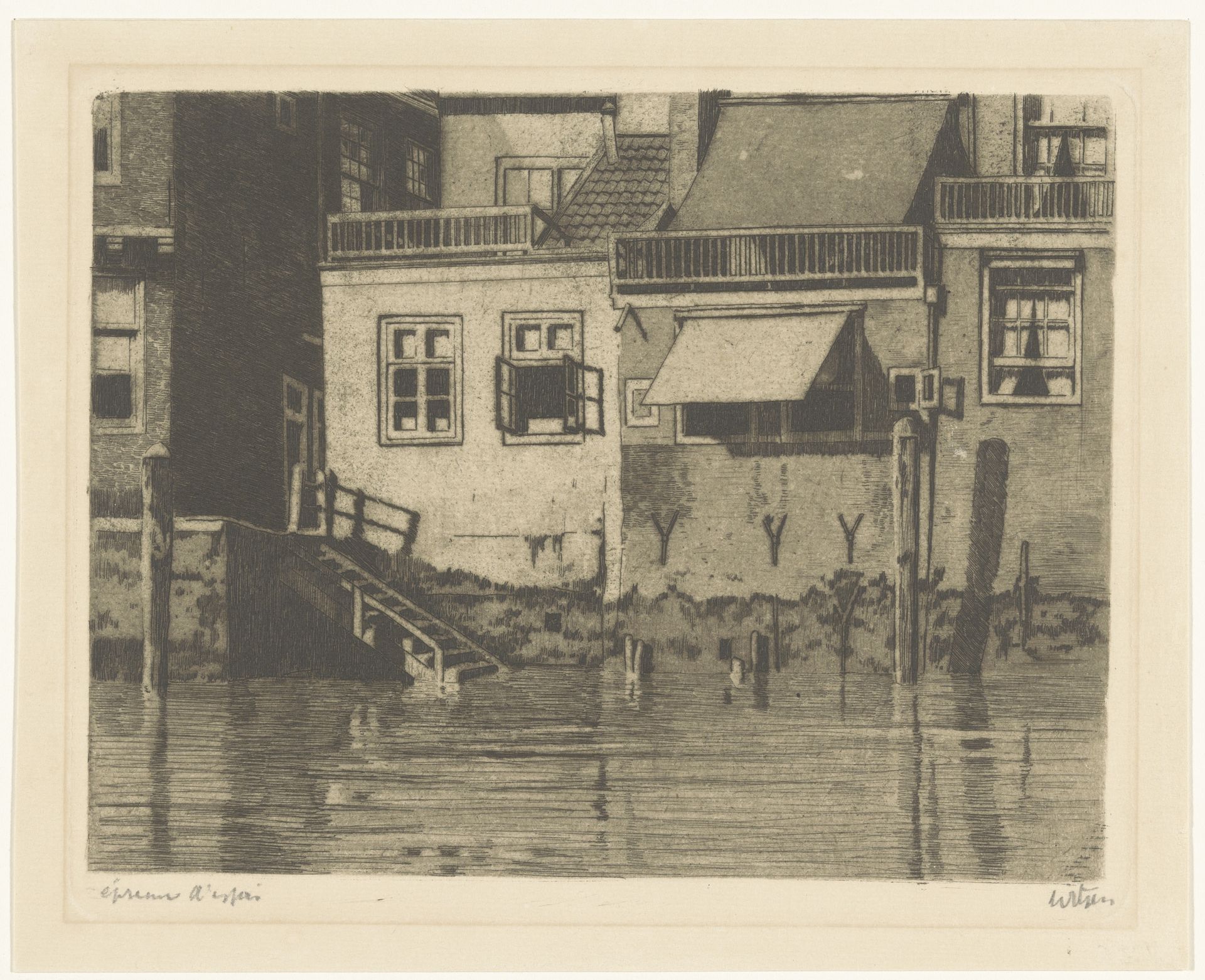Achtergevels van de Voorstraat 239, 237, 235 en 233 in Dordrecht by Willem Witsen