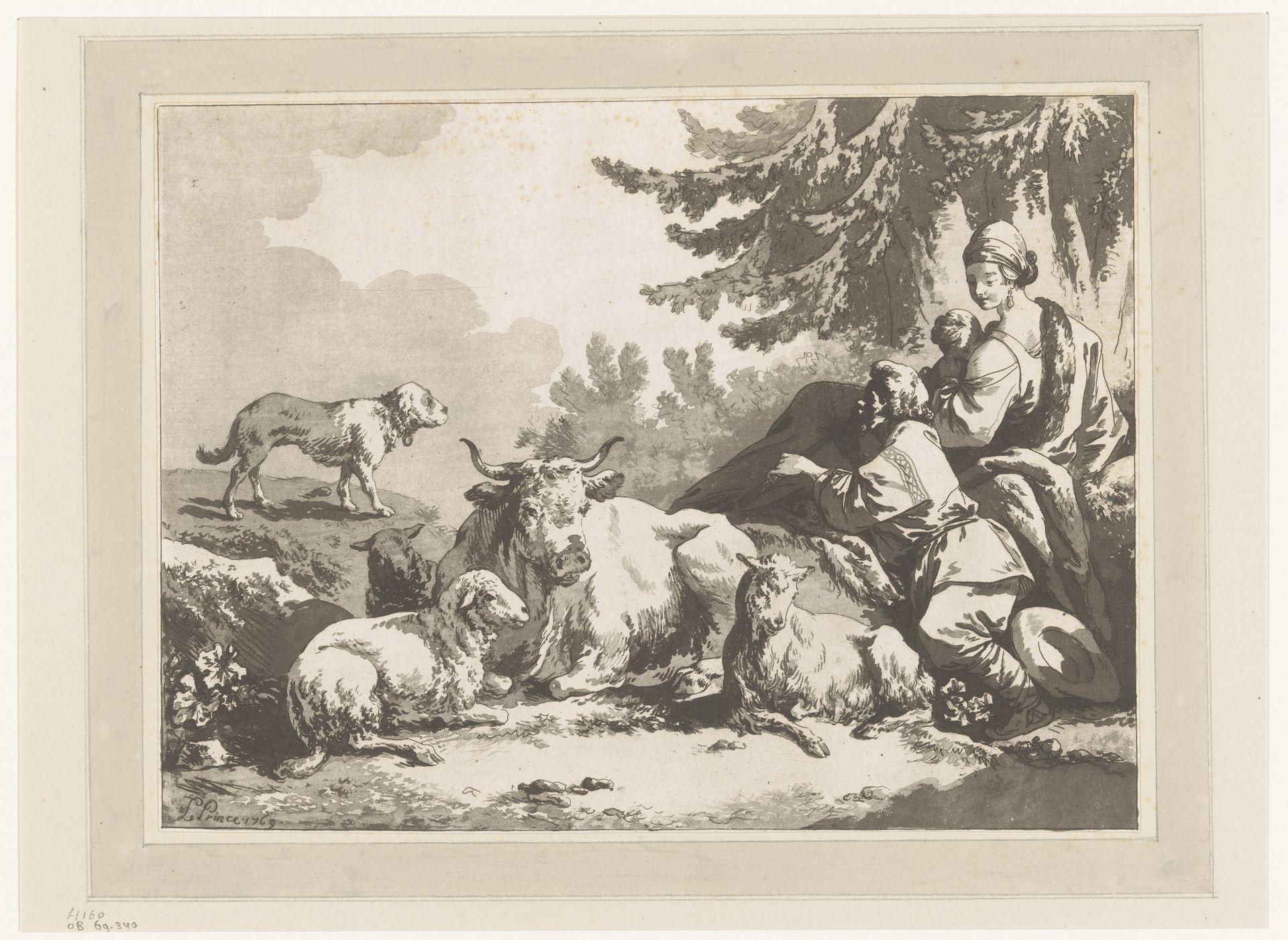 Rustende herders by Jean Baptist Leprince