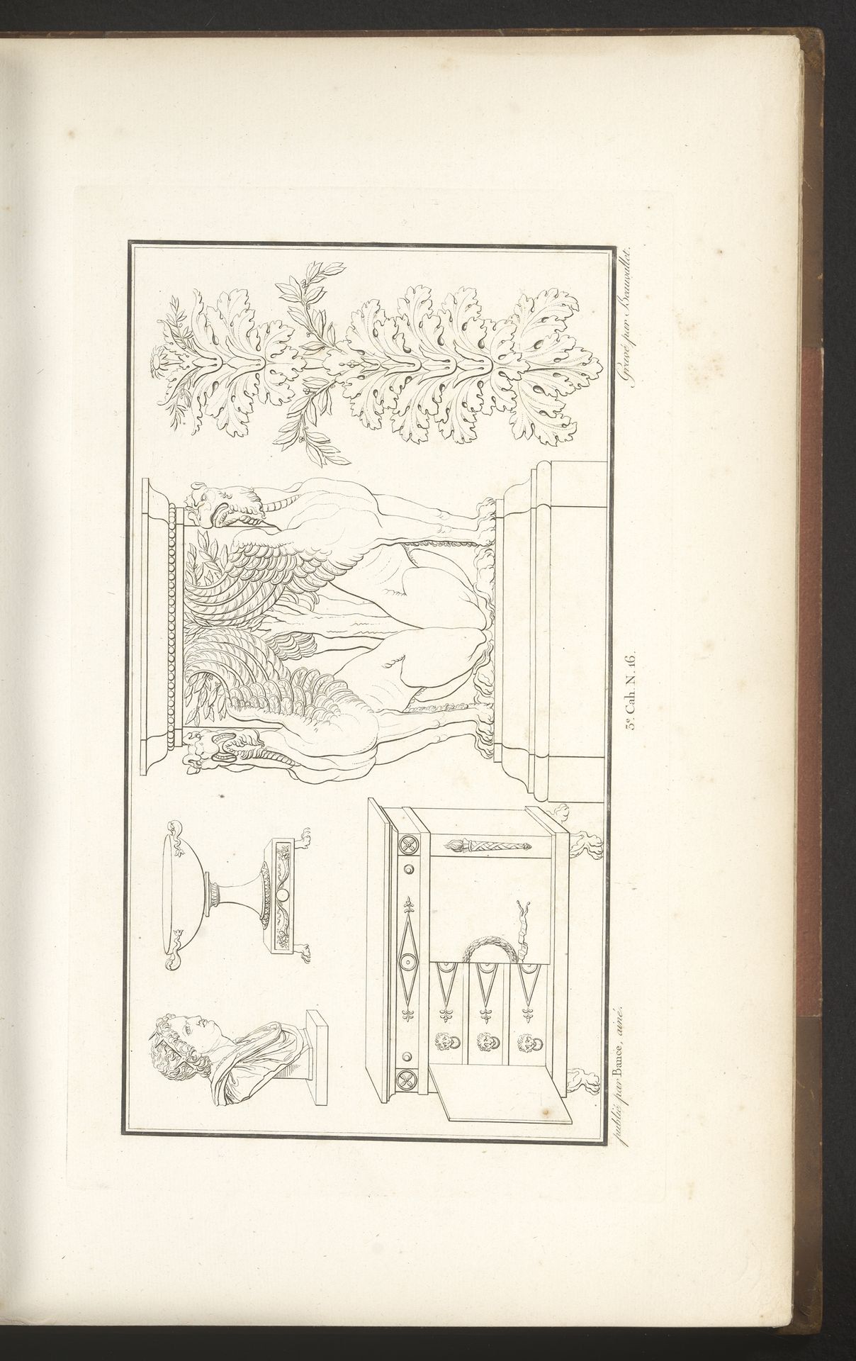 Diverse meubels waaronder een tafel met griffioenen by Pierre-Nicolas Beauvallet