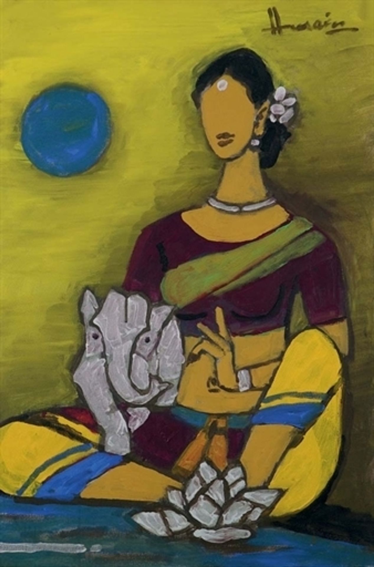 Untitled (Ganesha and Parvati) by M.F. Husain