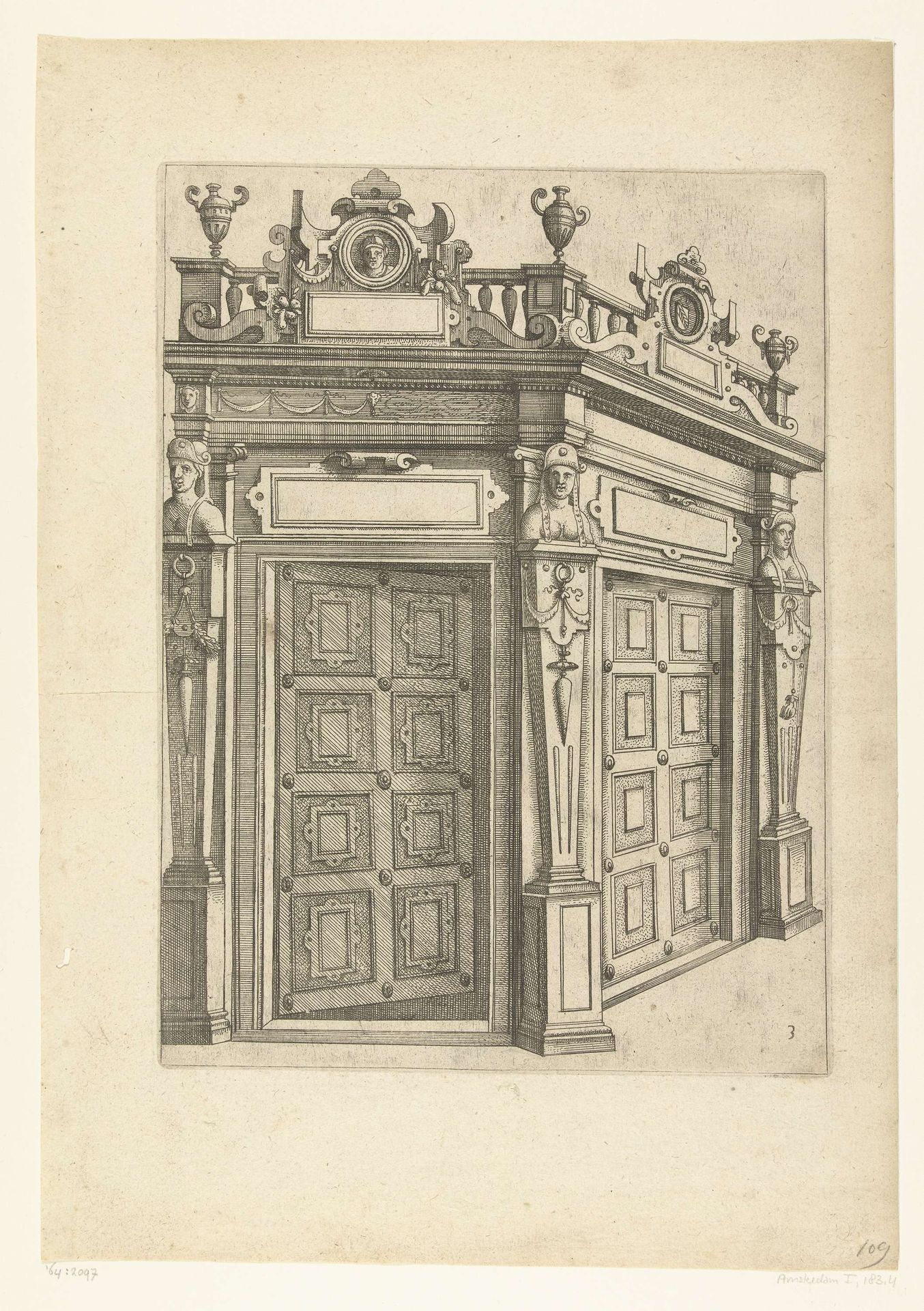 Portaal met twee deuren by Pieter van der (I) Borcht