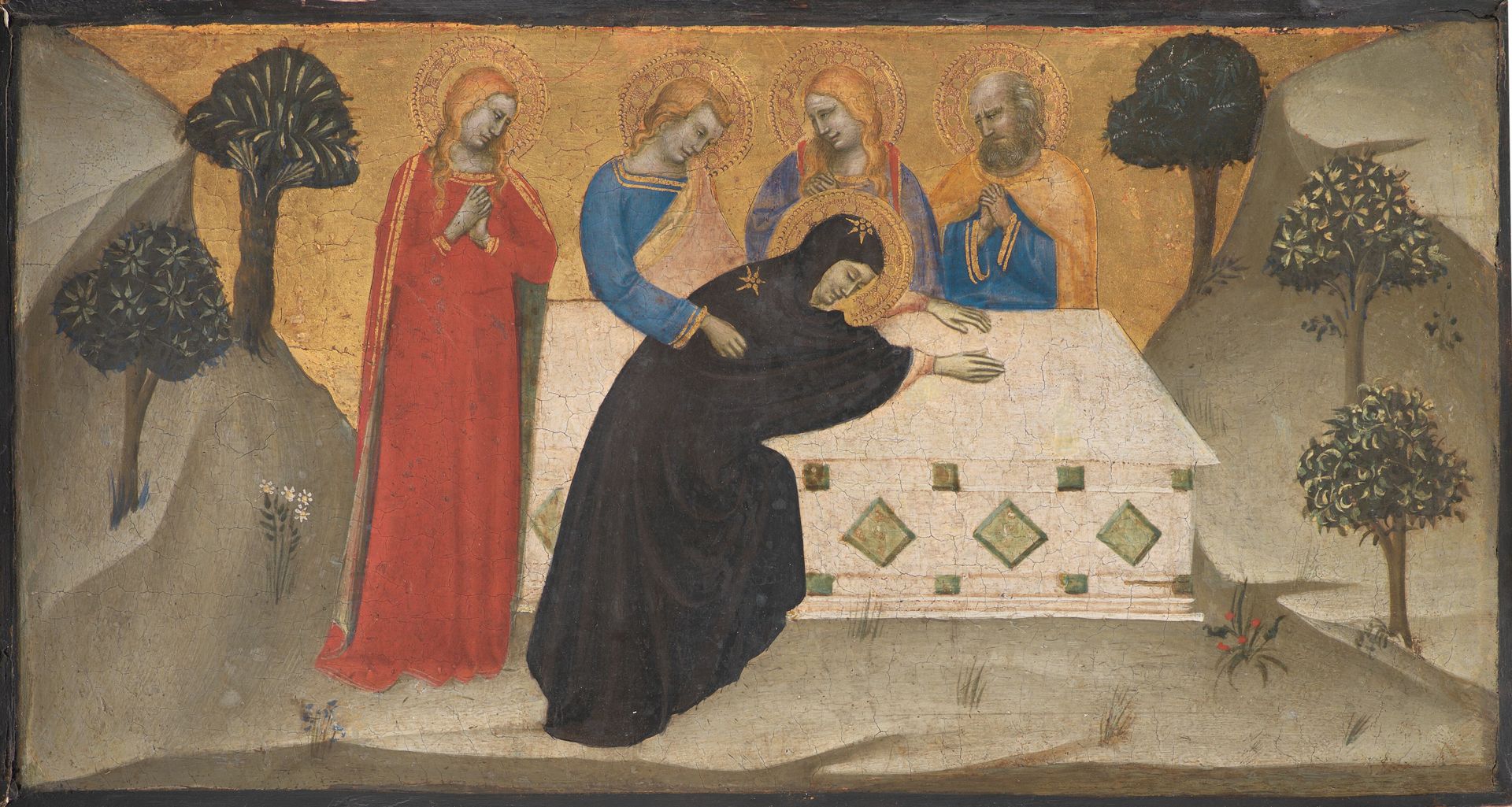 The Virgin Swooning and the Three Maries at the Tomb of Christ by Puccio di Simone
