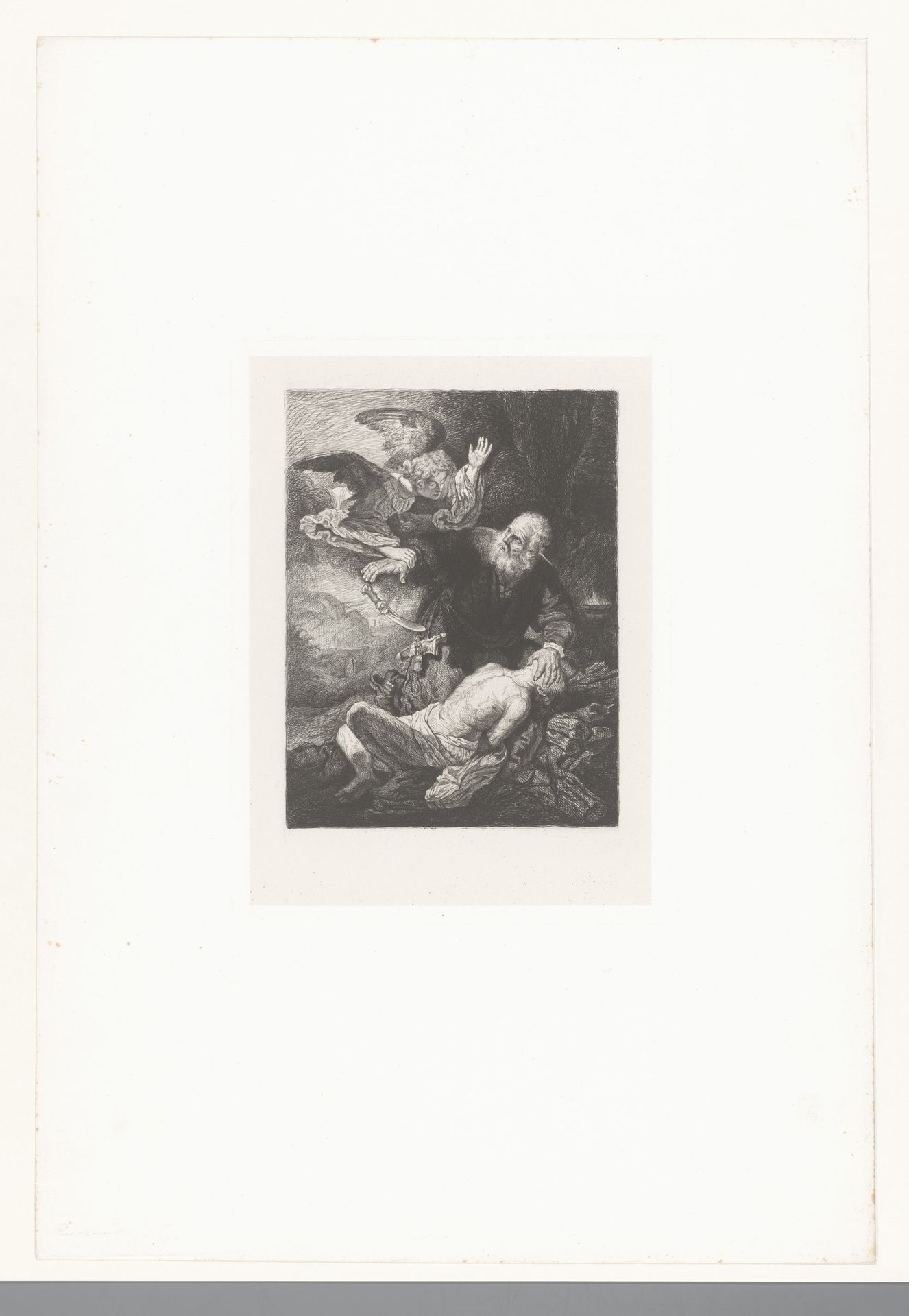 Engel weerhoudt Abraham ervan zijn zoon Isaak te offeren by Nikolay Semyonovich Mosolov