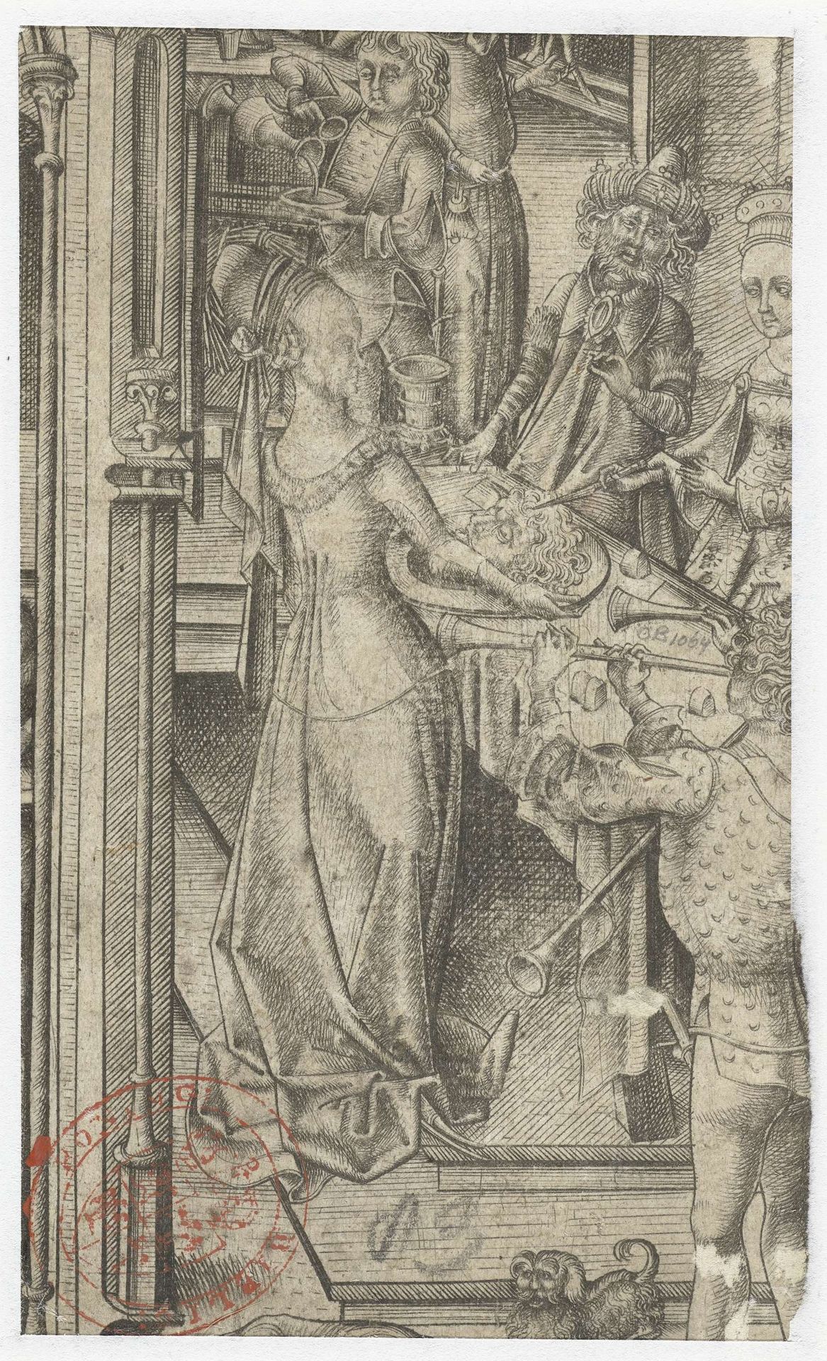 De onthoofding van Johannes de Doper (fragment) by Israhel van Meckenem