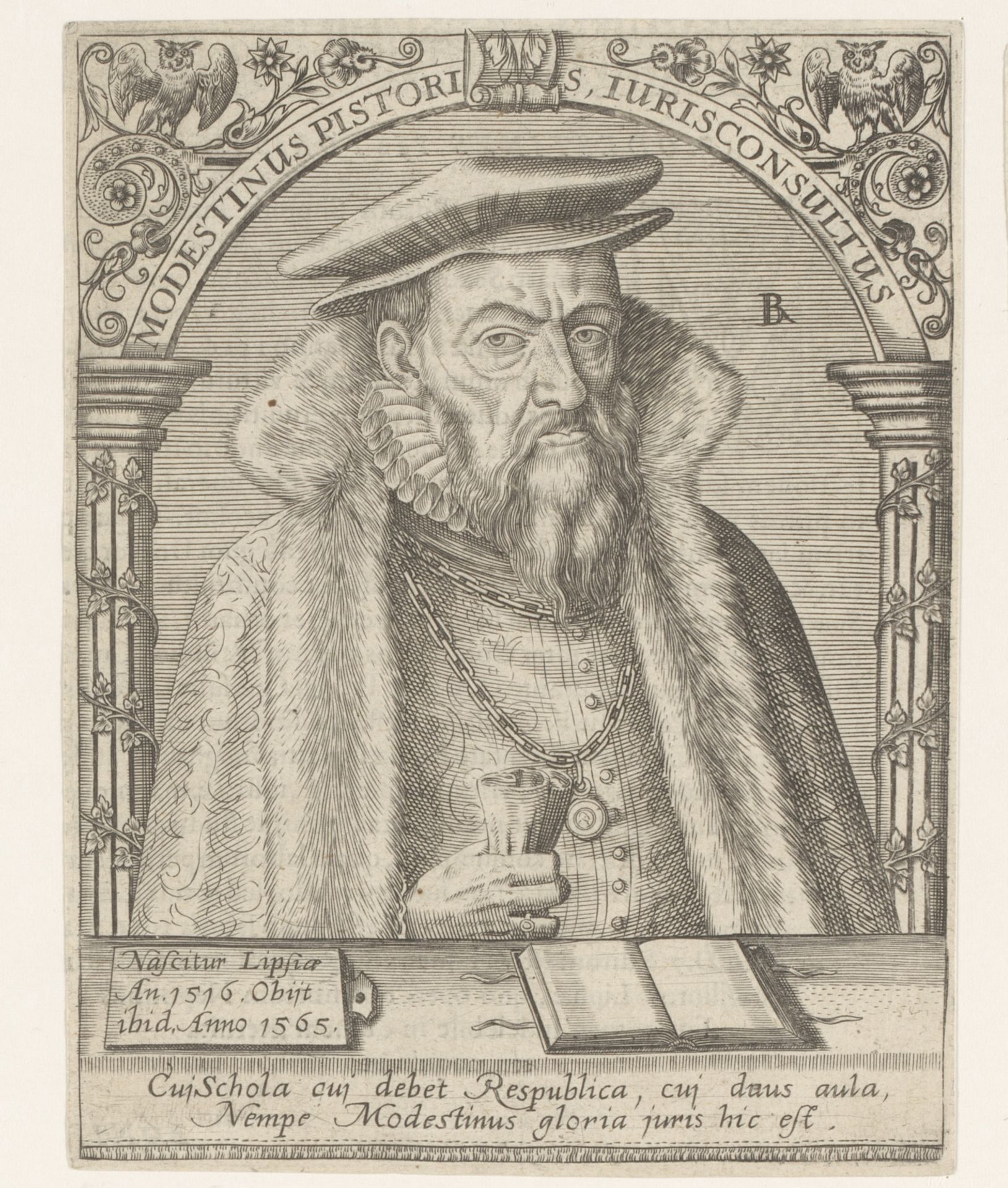 Portret van Modestinus Pistoris by Robert Boissard