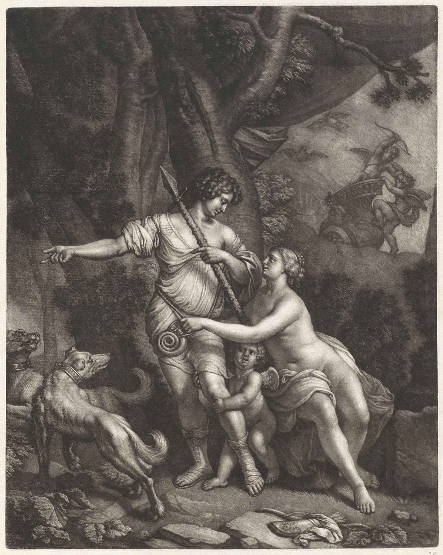 Venus weerhoudt Adonis van de jacht by Wallerant Vaillant
