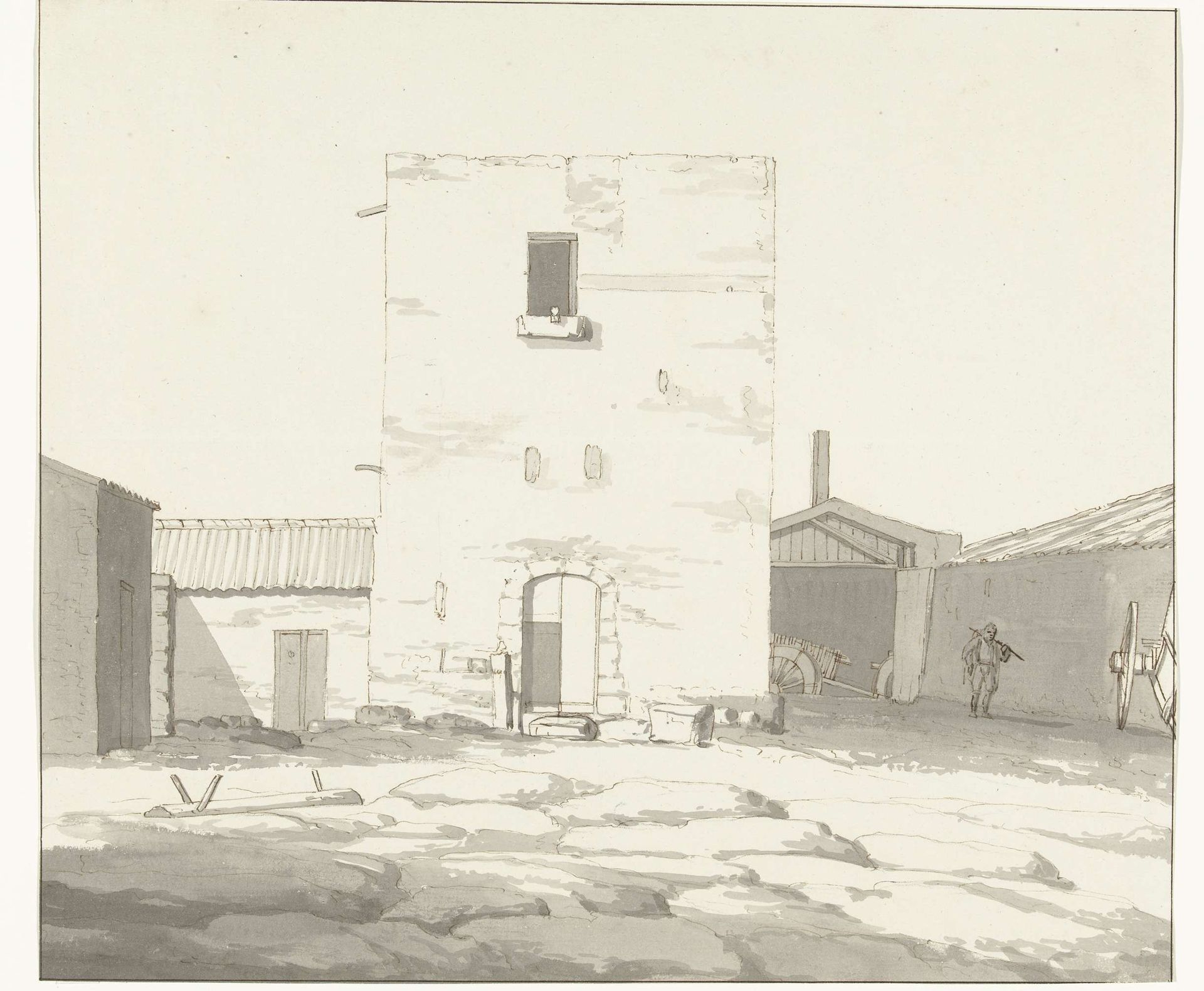 Binnenplaats van de herberg in Lapide by Louis Ducros