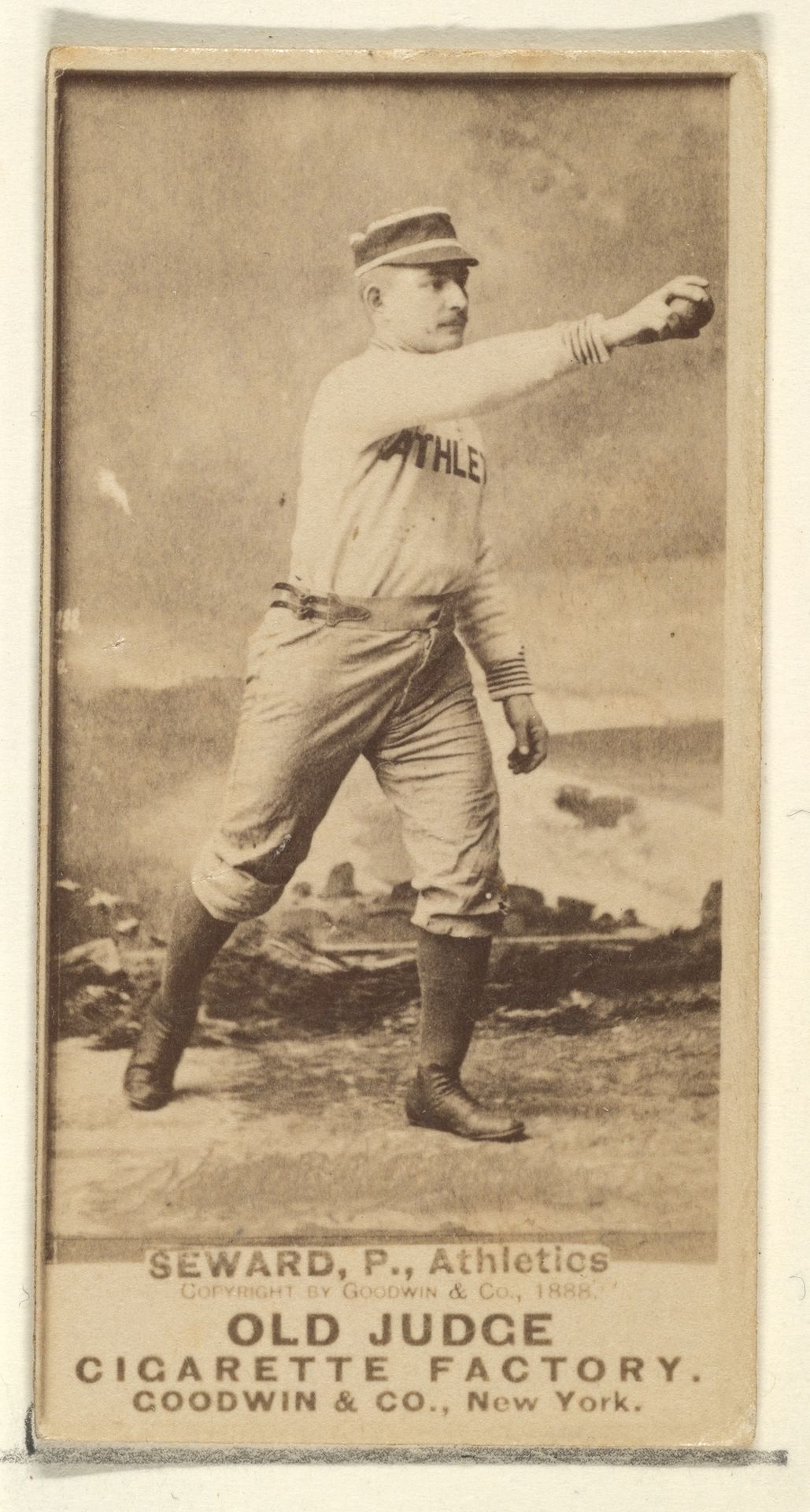 Seward, Pitcher, Philadelphia Athletics, from the Old Judge series (N172) for Old Judge Cigarettes by Goodwin & Company