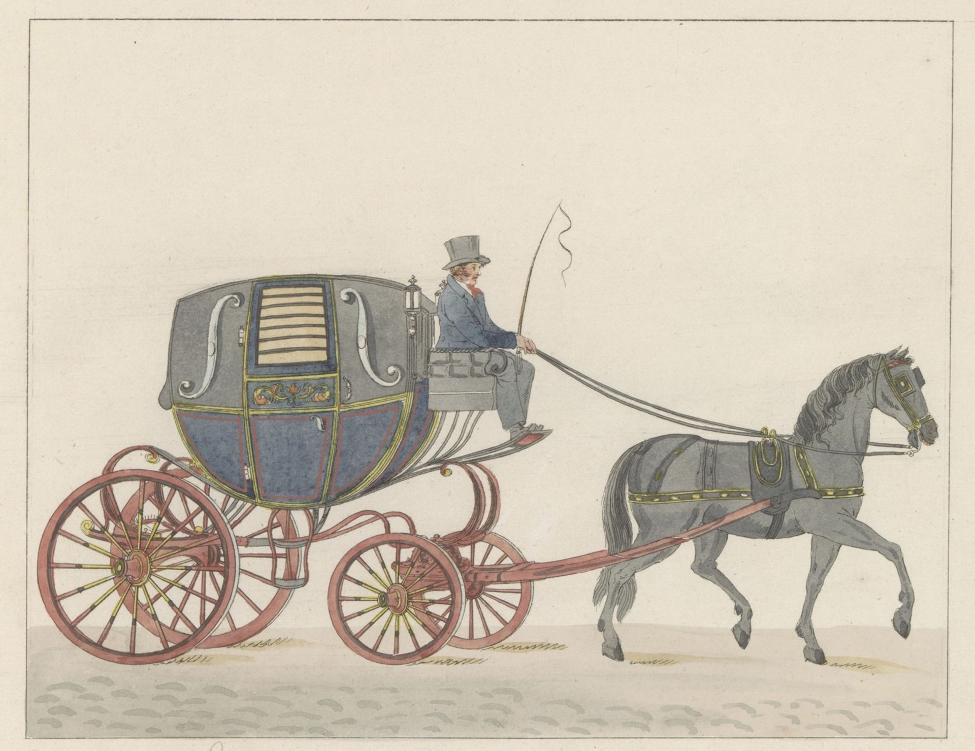Paardenkoets in Amsterdam, ca. 1825 by Roelof van der Meulen