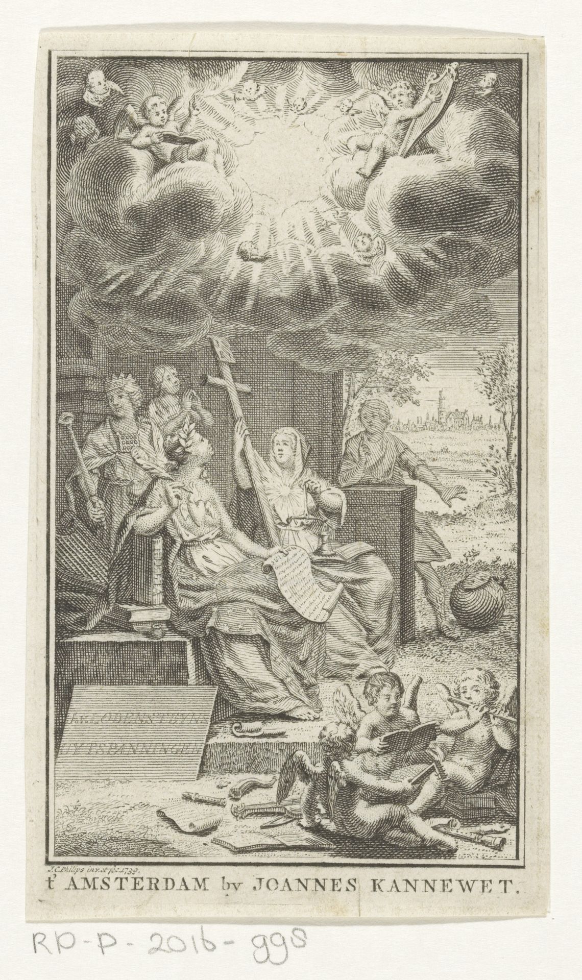 Allegorische voorstelling met schrijfster by Jan Caspar Philips