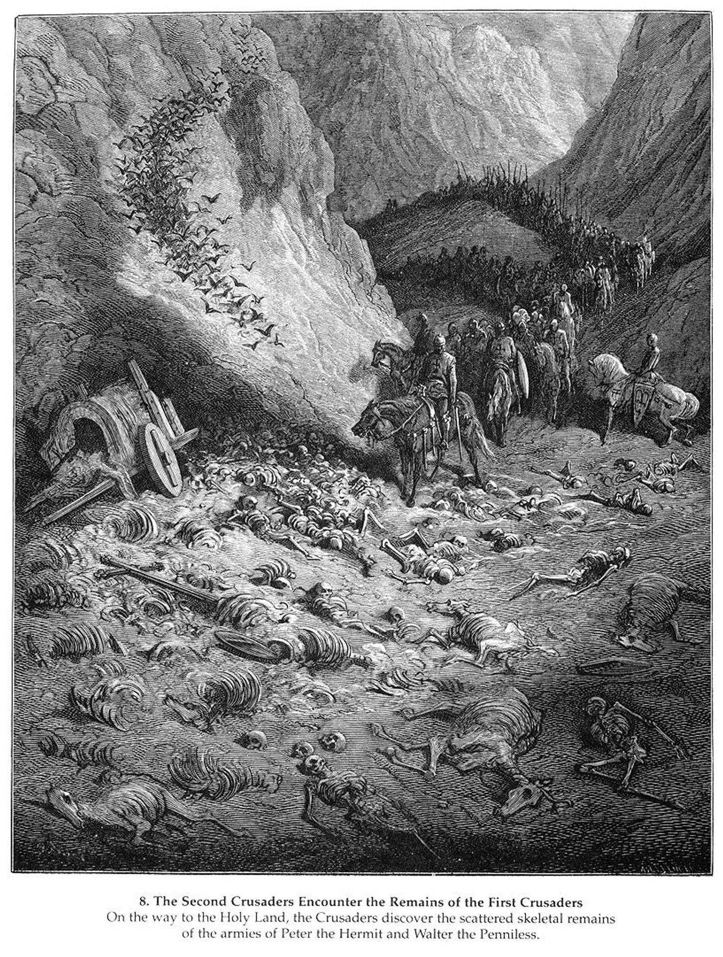 The army of the Second Crusade find the remains of the soldiers of the First Crusade by Gustave Dore