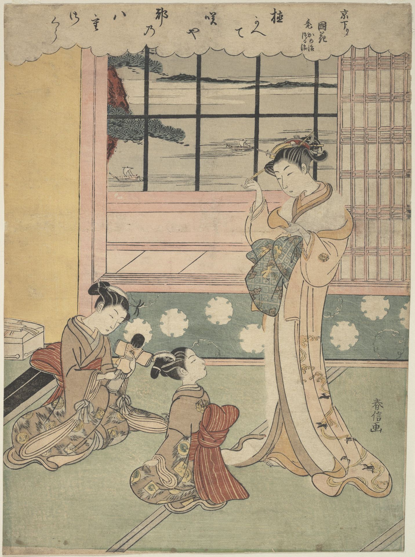 Window Opening Toward the Sea by Suzuki Harunobu 鈴木春信